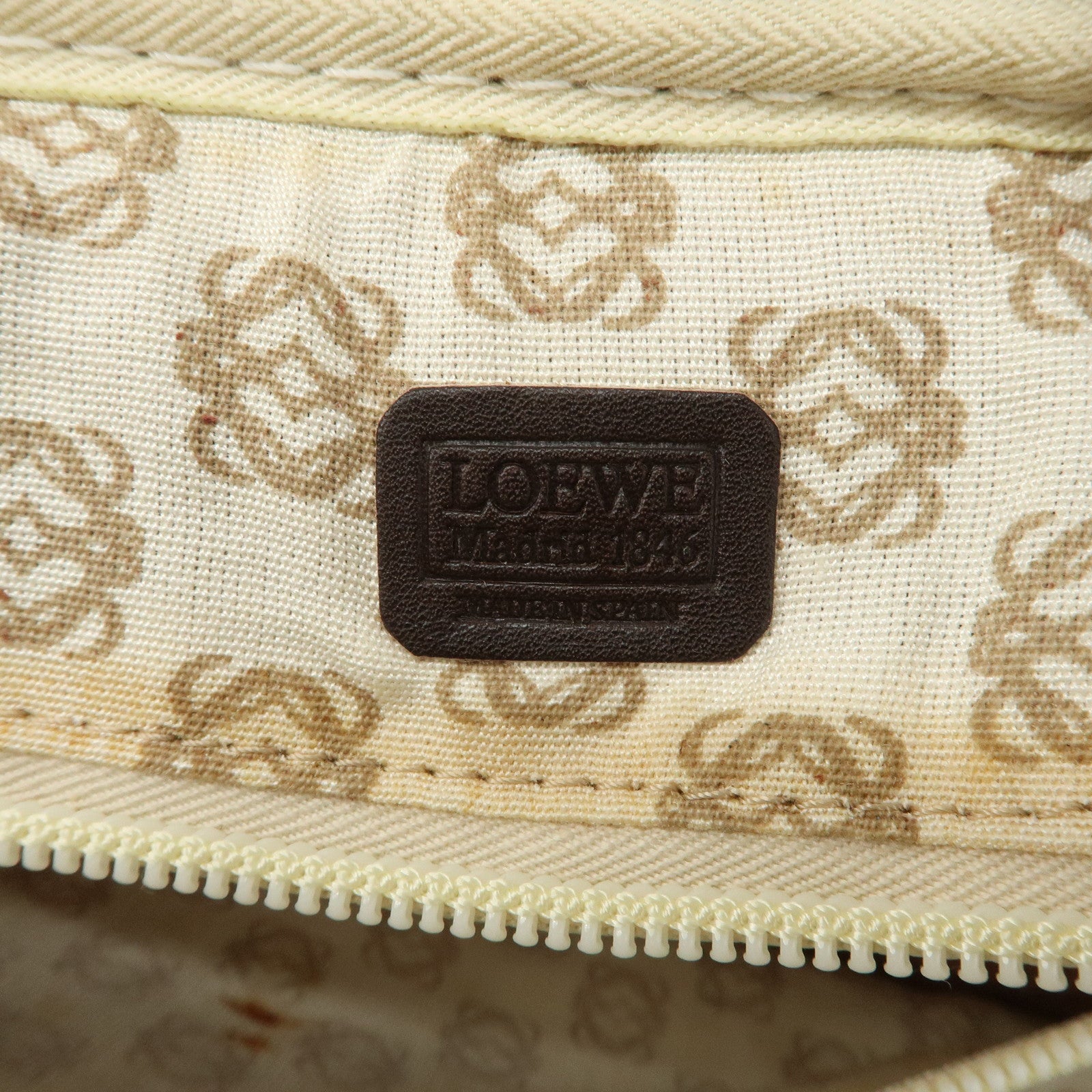 LOEWE Anagram Leather Boston Bag Hand Bag Dark Brown