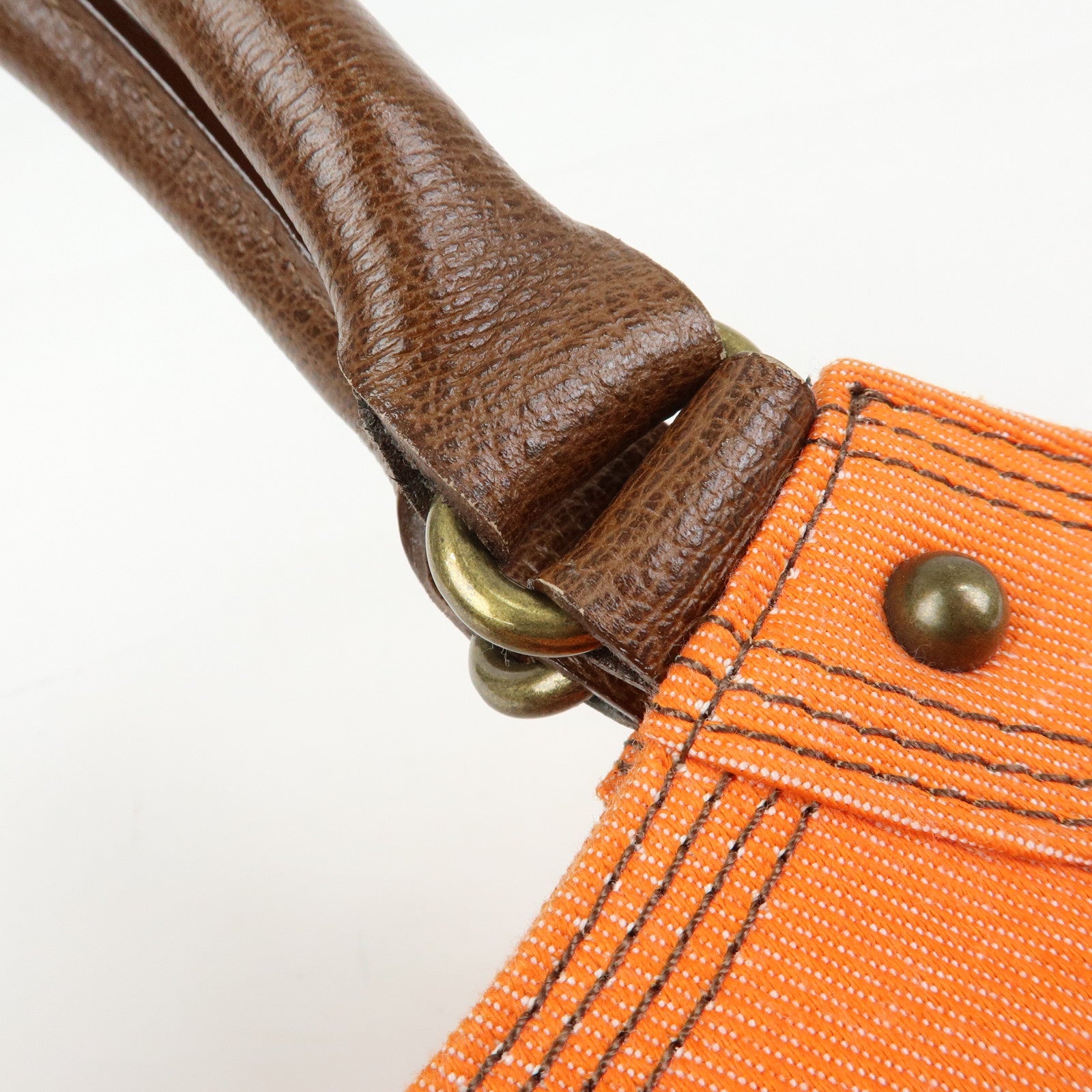 BURBERRY Blue Label Canvas Leather Tote Bag Shoulder Bag Orange