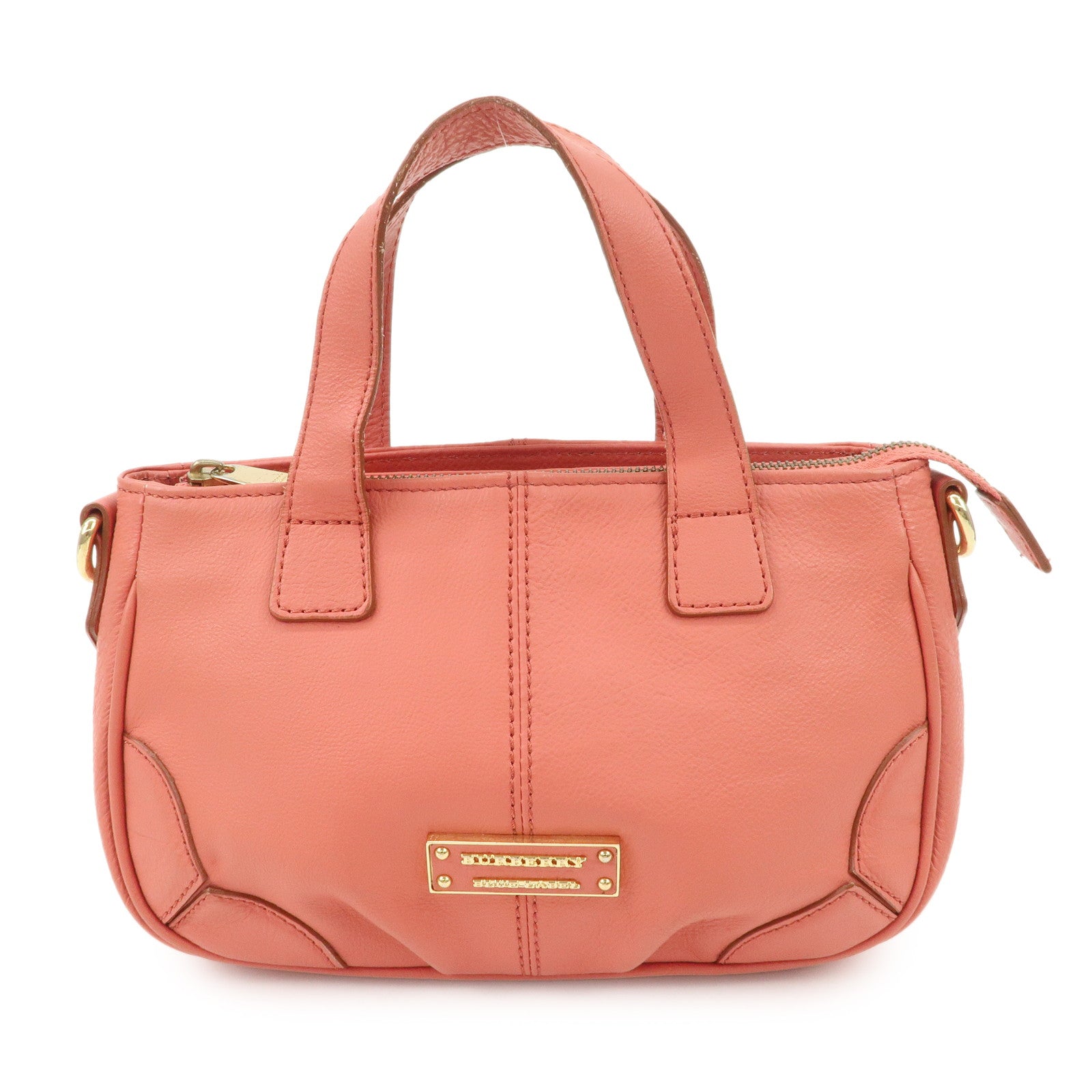 BURBERRY 2Way Bag Hand Bag Pink Gold Hardware