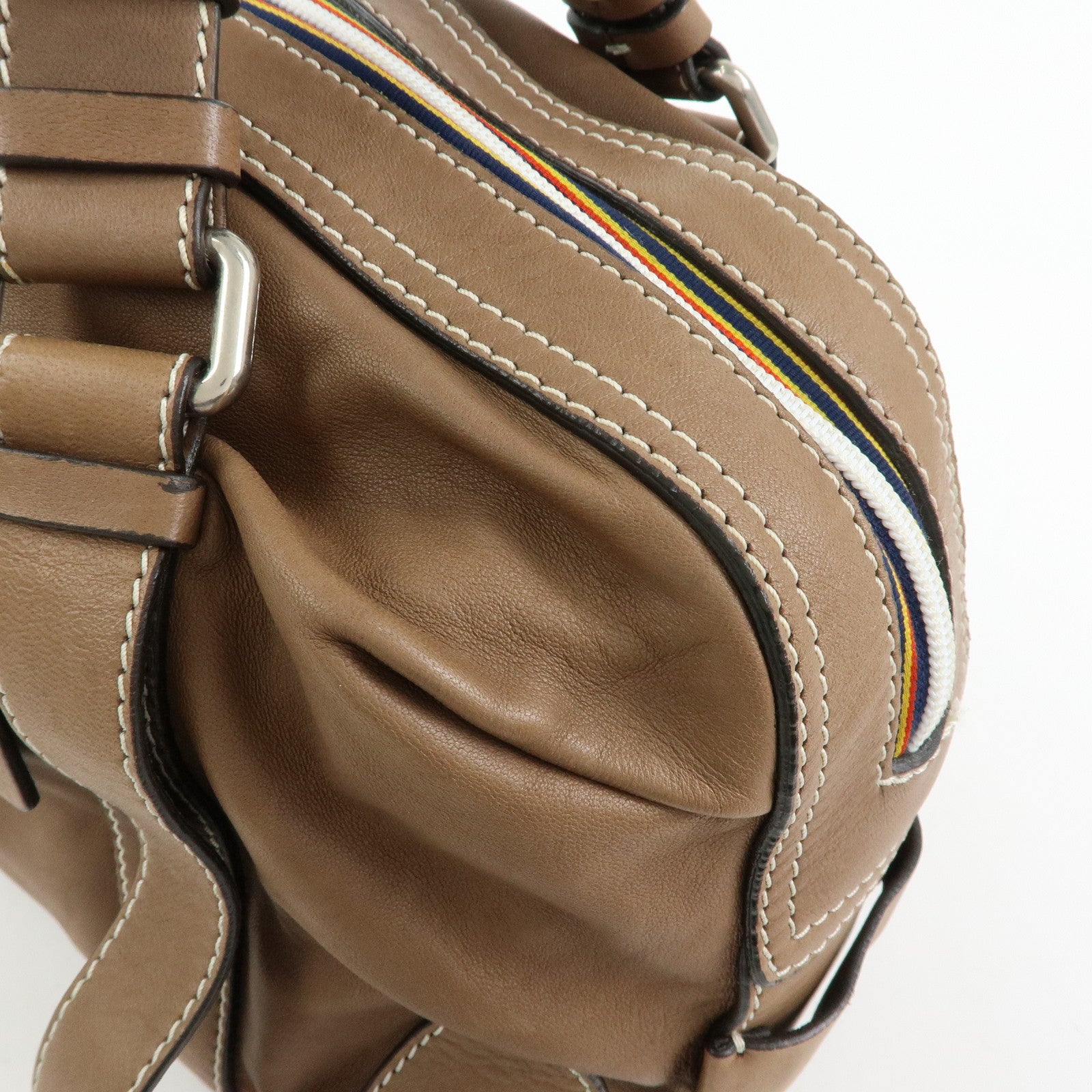 Chloe Patsy Leather Boston Bag Shoulder Bag Hand Bag Brown