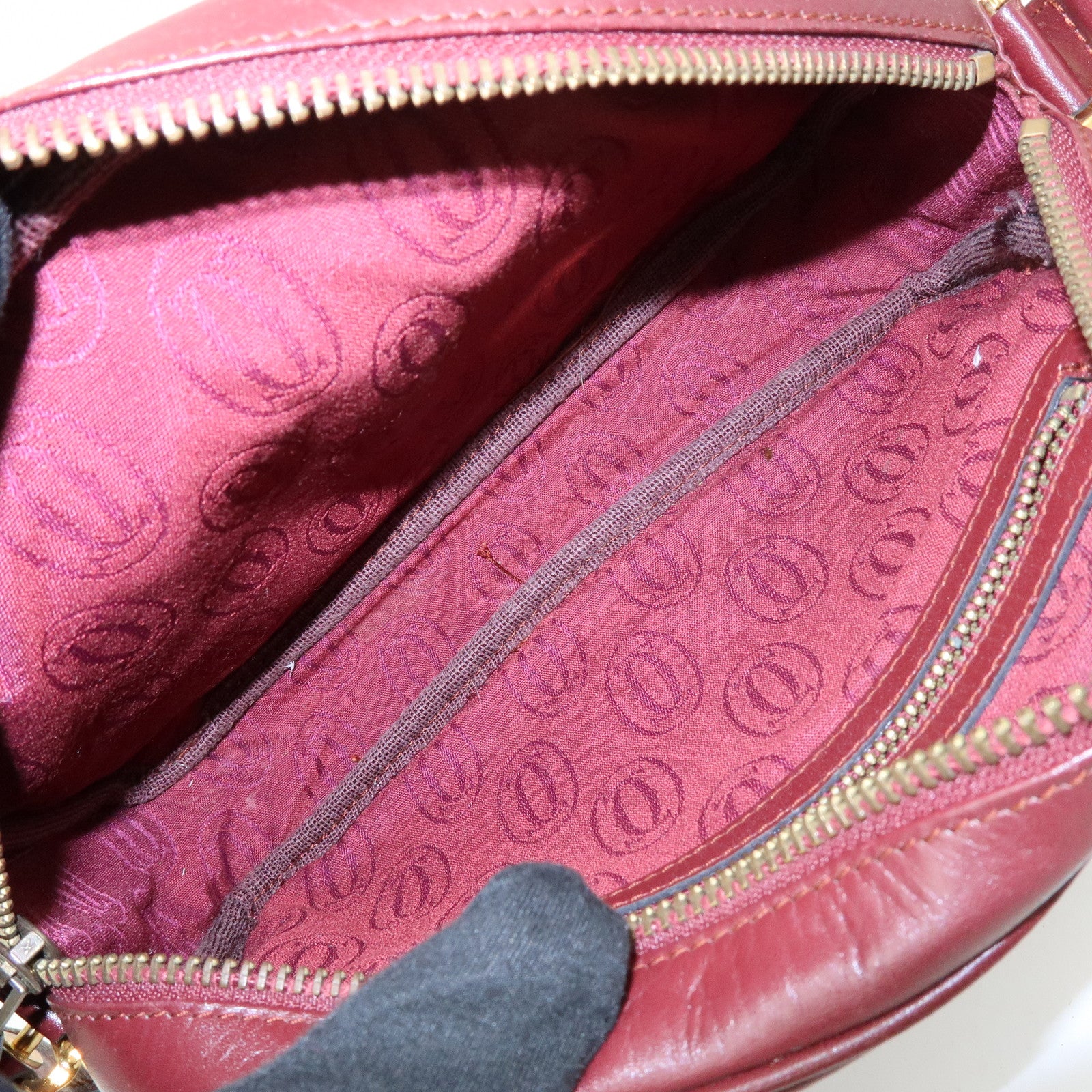 Cartier Must de Cartier Leather Shoulder Bag Crossbody Bag Bordeaux