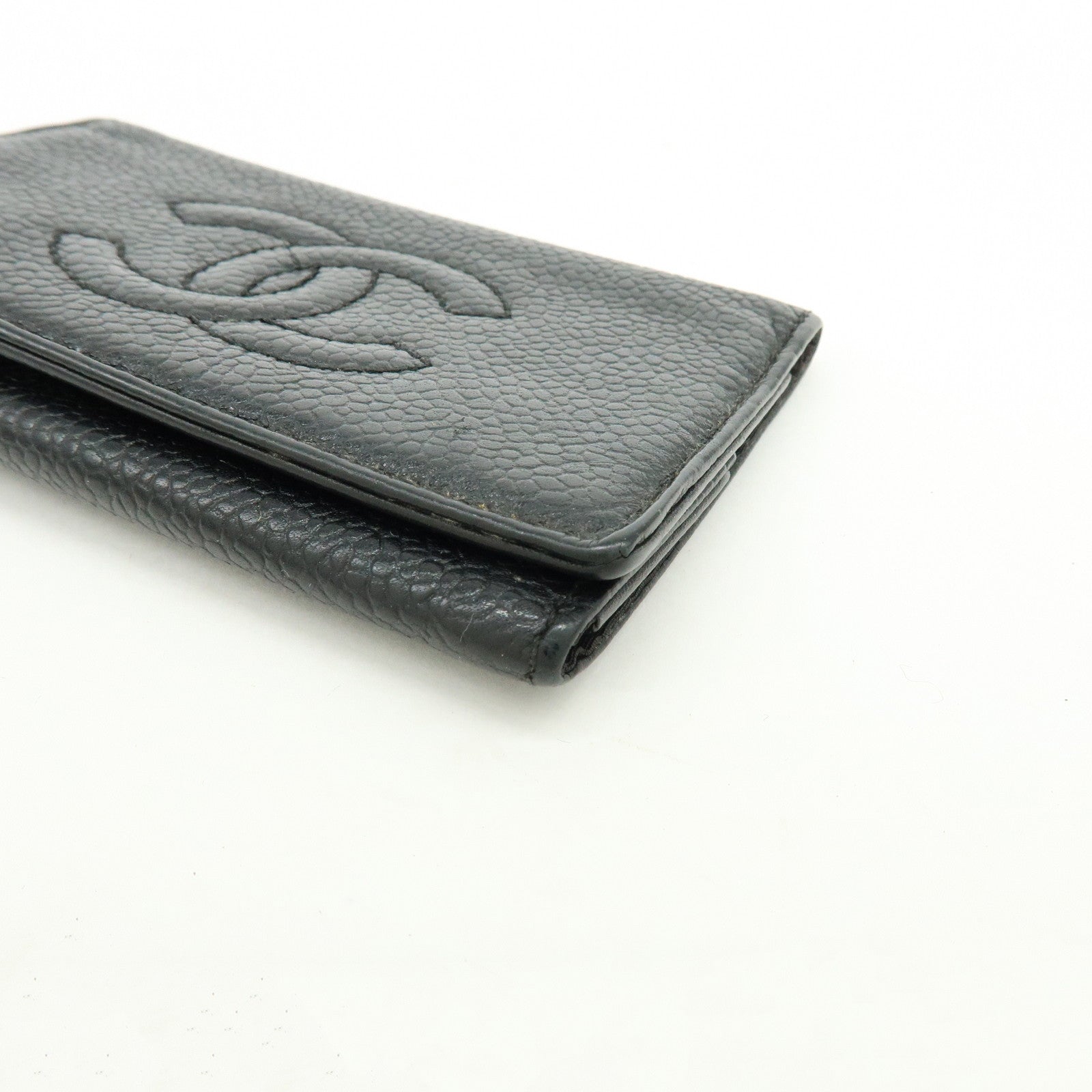 CHANEL COCO Mark Caviarskin 6Rings Key Case Key Holder Black A13502