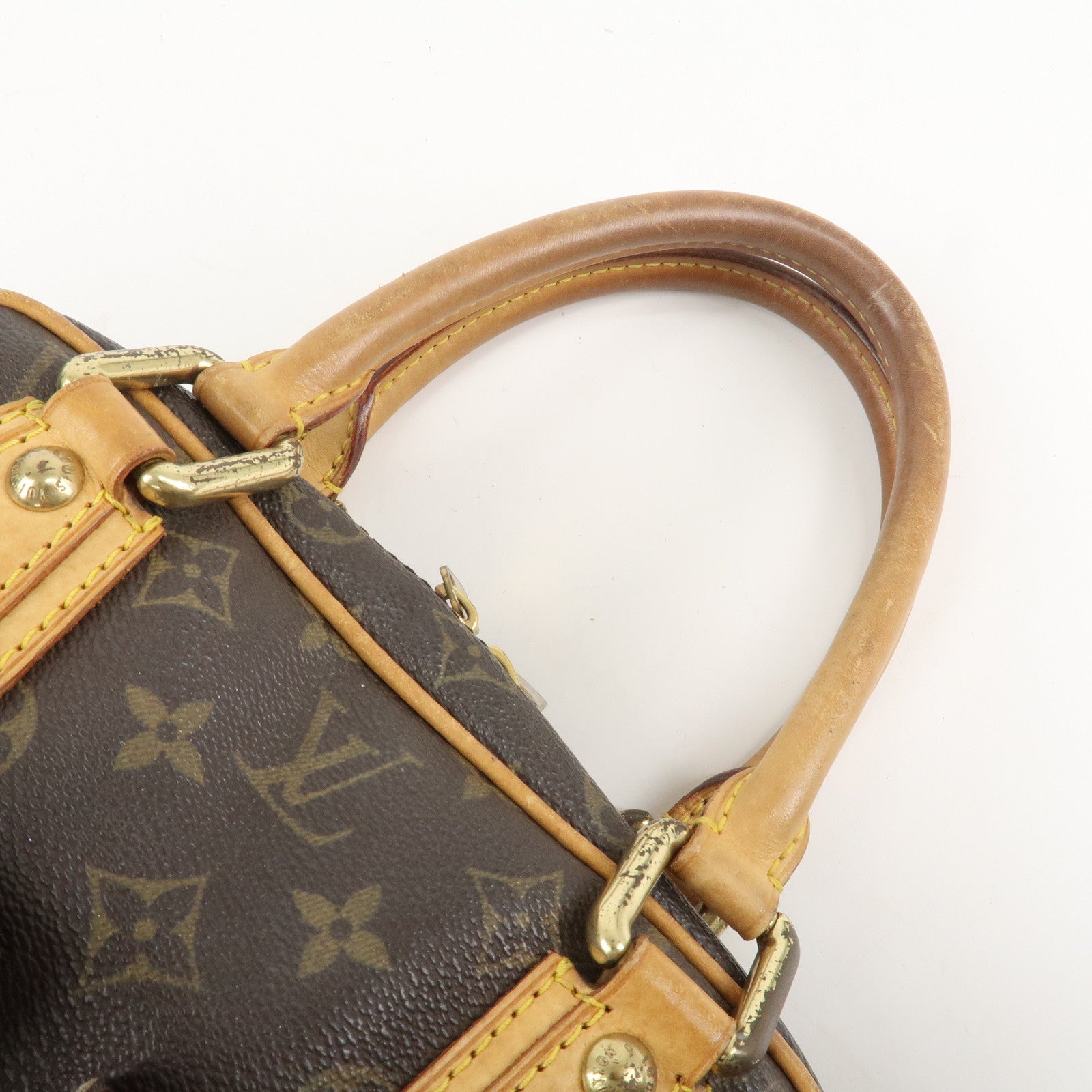 Louis Vuitton Monogram Manhattan PM Hand Bag Brown Gold HDW M40026 Used