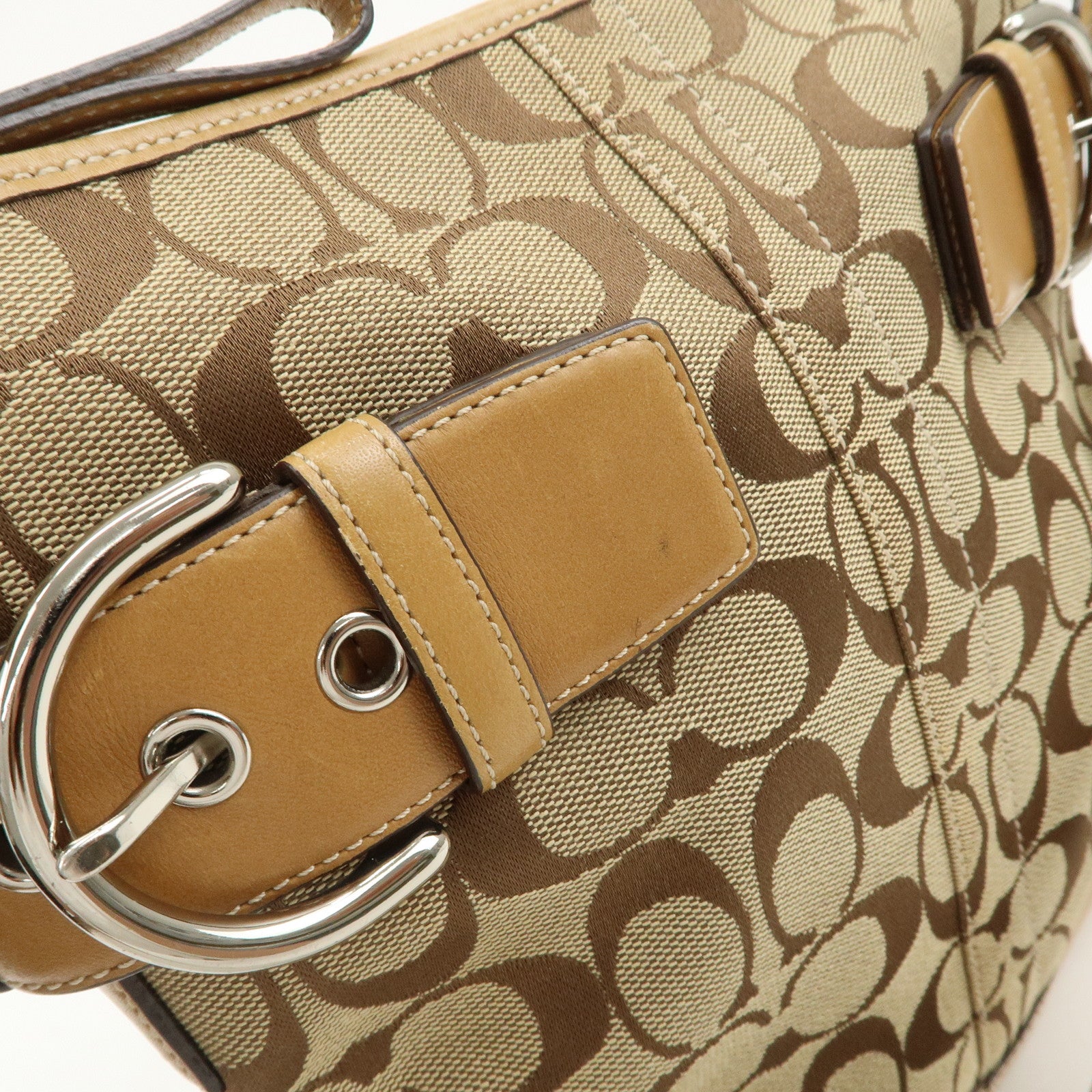 COACH Signature Canvas Leather Set of 2 Shoulder Bag Brown Pink