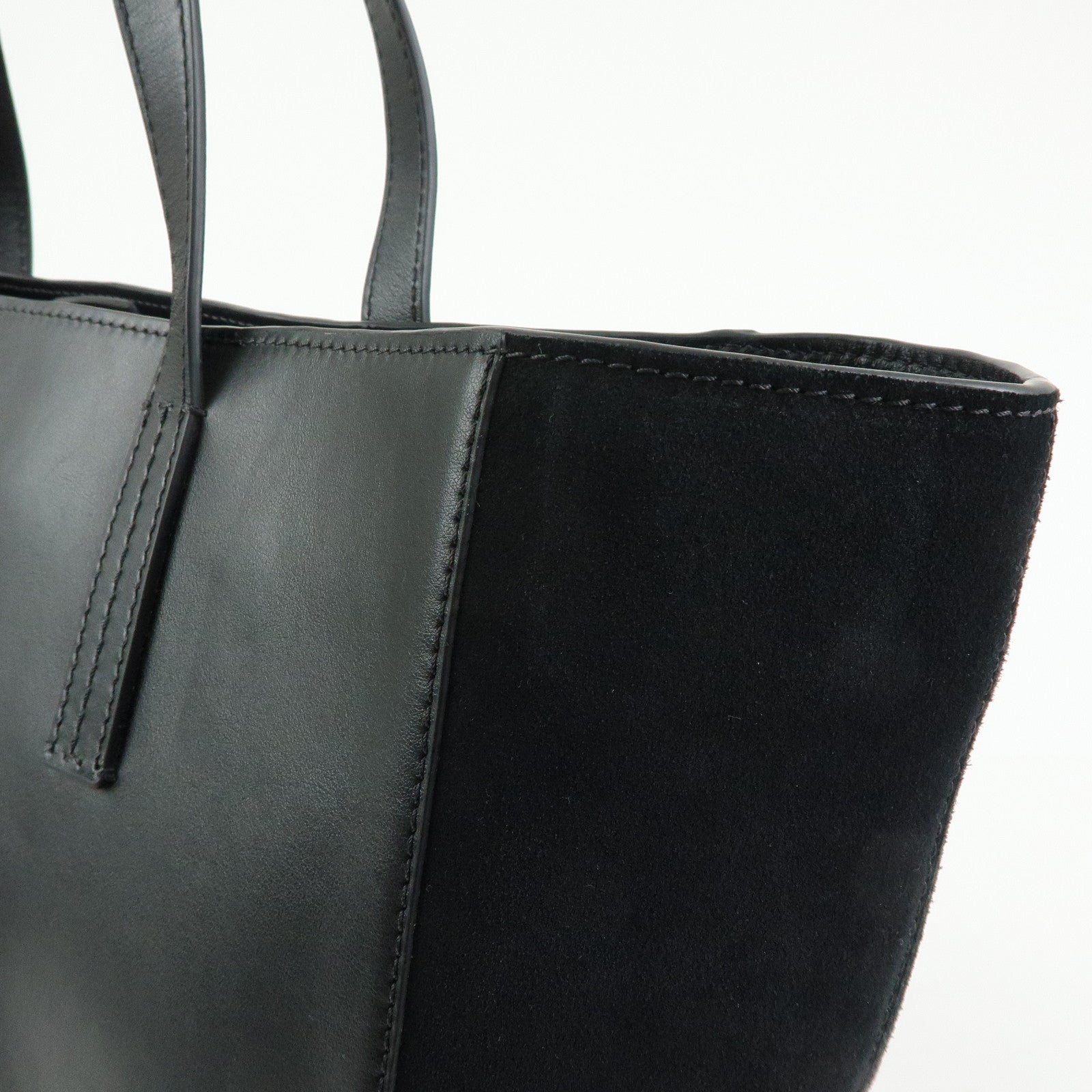 Chloe See By Chloe Leather Suede Tote Bag Shoulder Bag Black