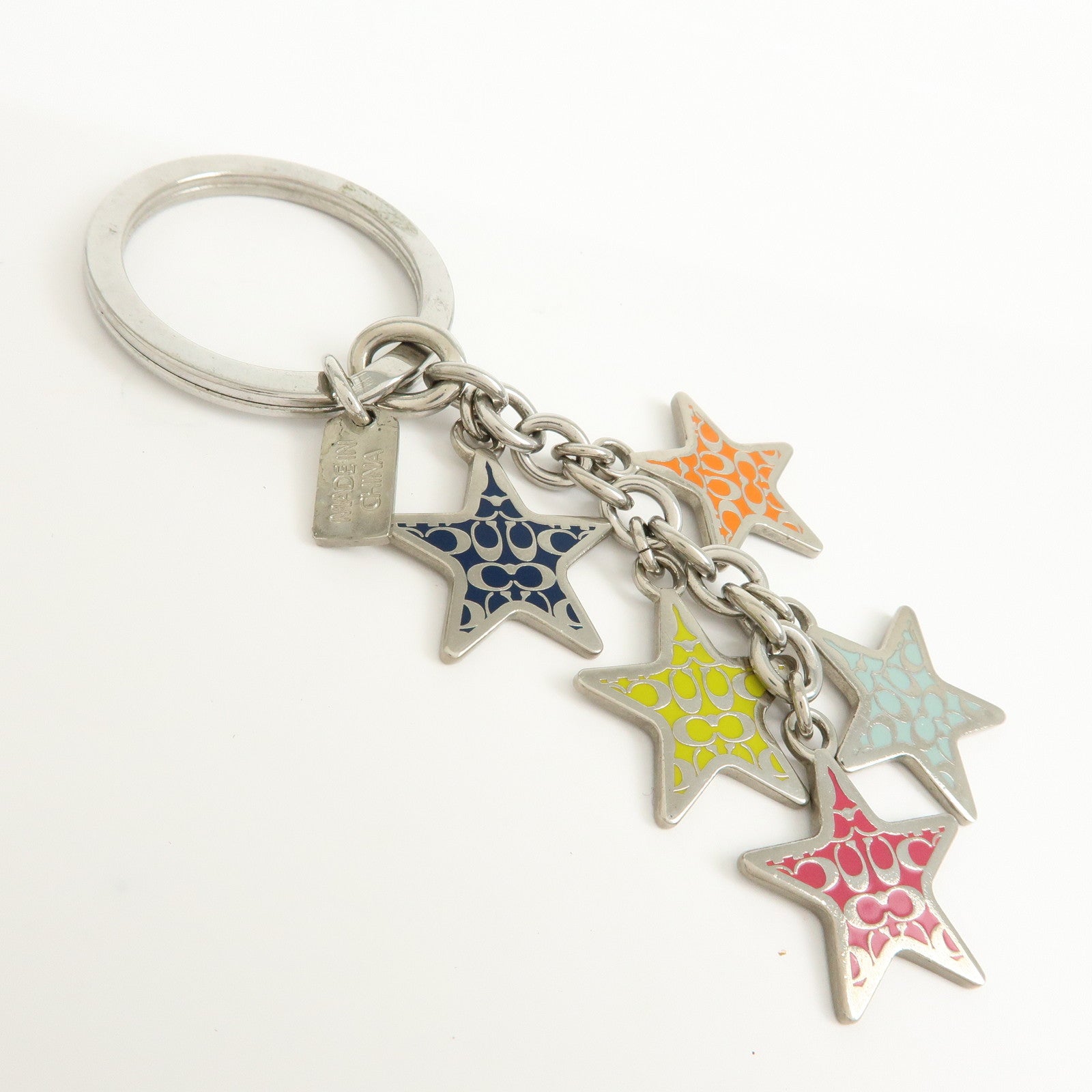 COACH Set of 2 Signature Metal Bag Charm Key Holder Multicolor