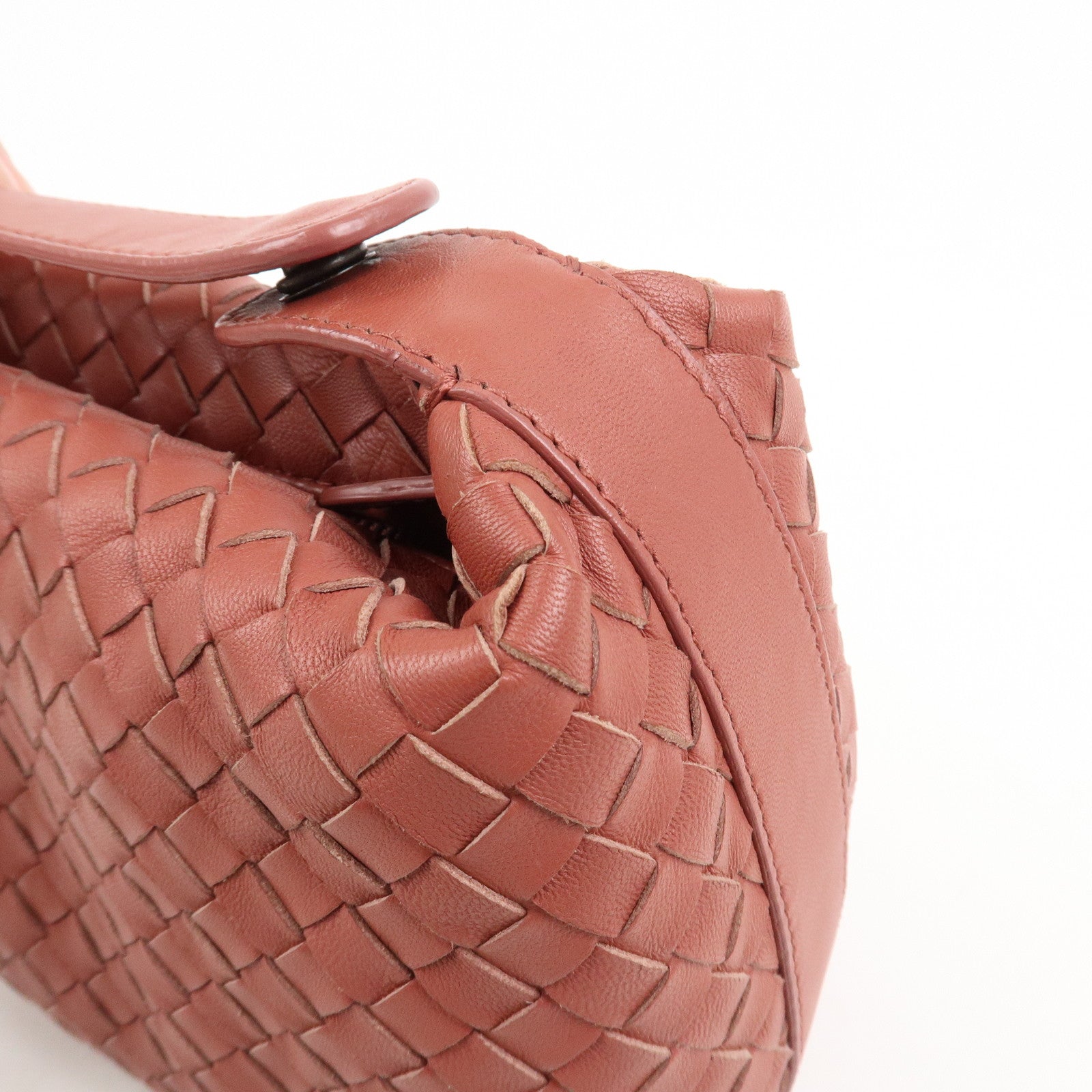 BOTTEGA VENETA Intrecciato Leather Shoulder Bag Hand Bag Red
