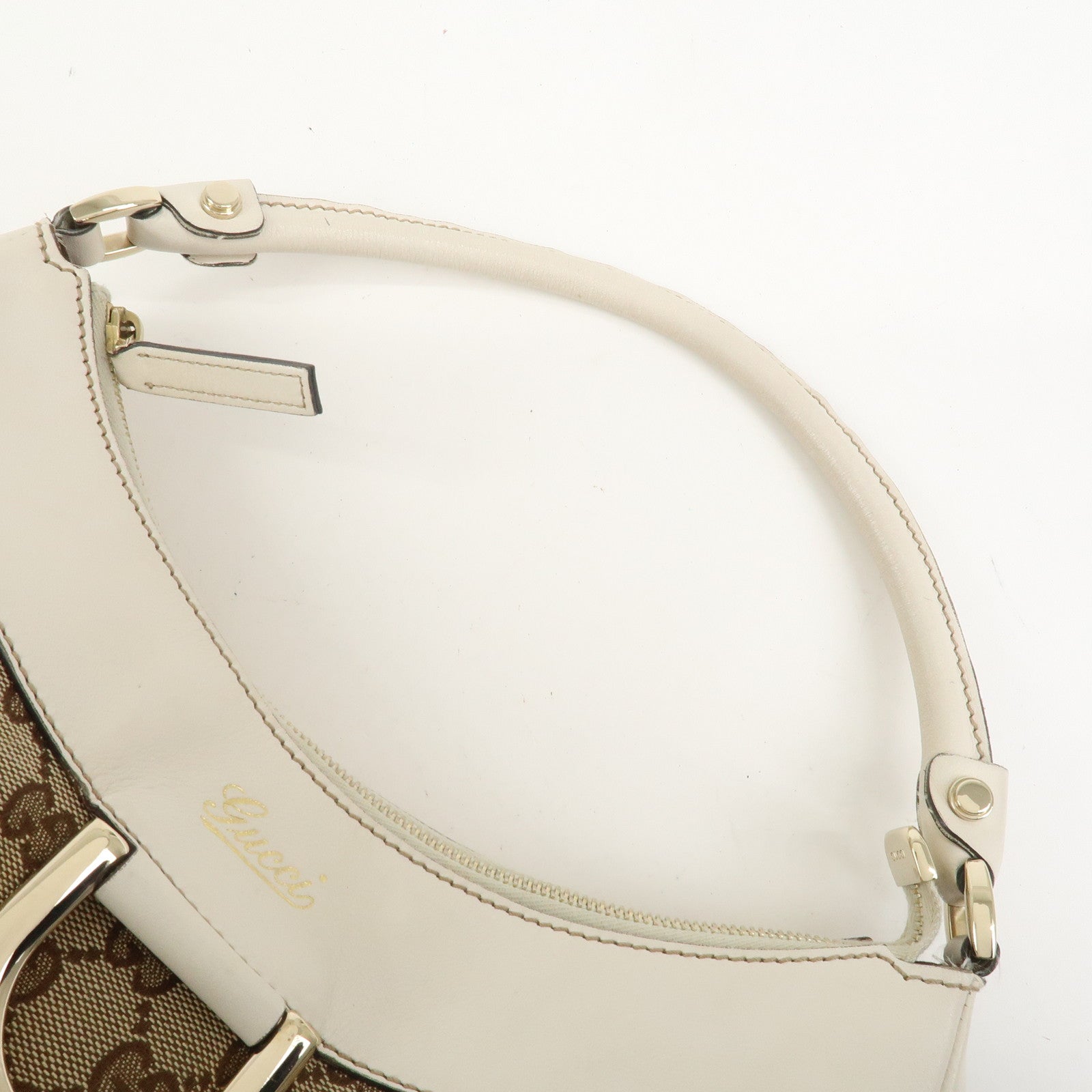 GUCCI Abbey GG Monogram Canvas Leather Shoulder Bag Beige 189833