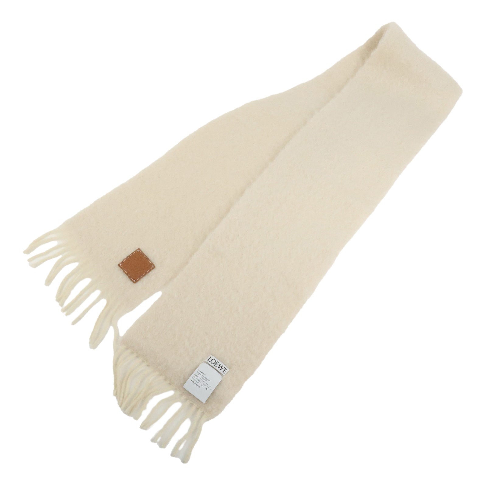 LOEWE Anagram Mohair Wool Nylon Scarf Stole White