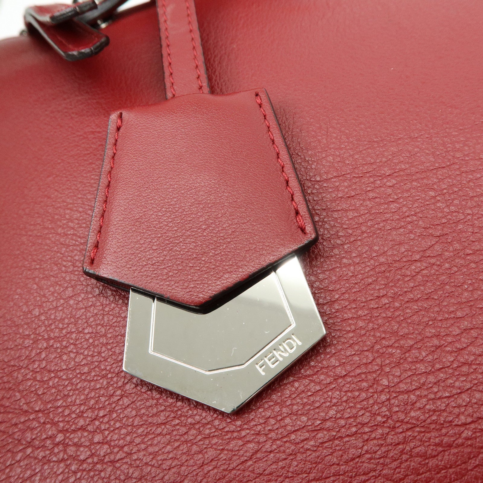 FENDI By The Way Leather 2Way Bag Hand Bag Shoulder Bag Red 8BL124