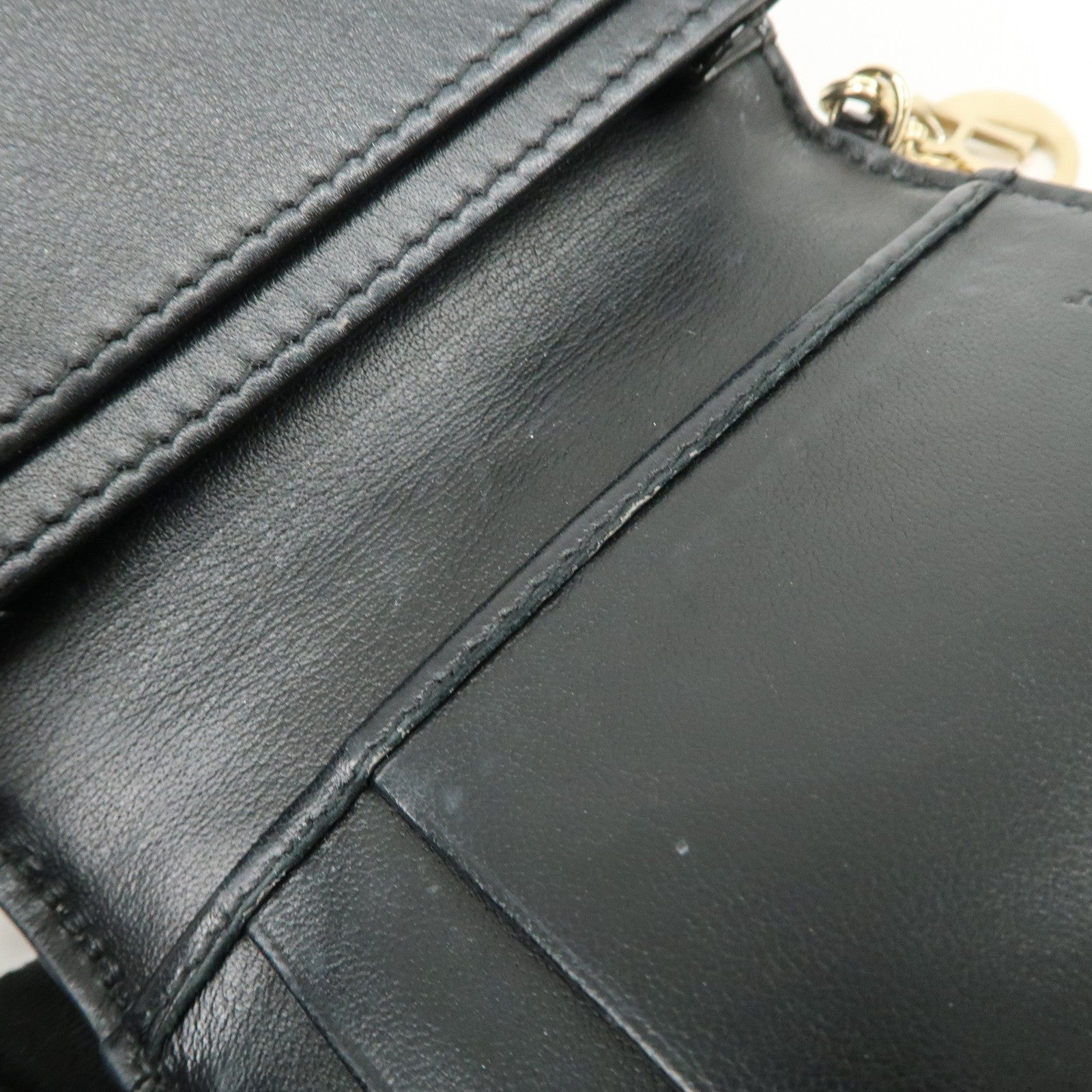 Christian Dior Cannage Lady Dior Patent Leather Card Holder Black S0011