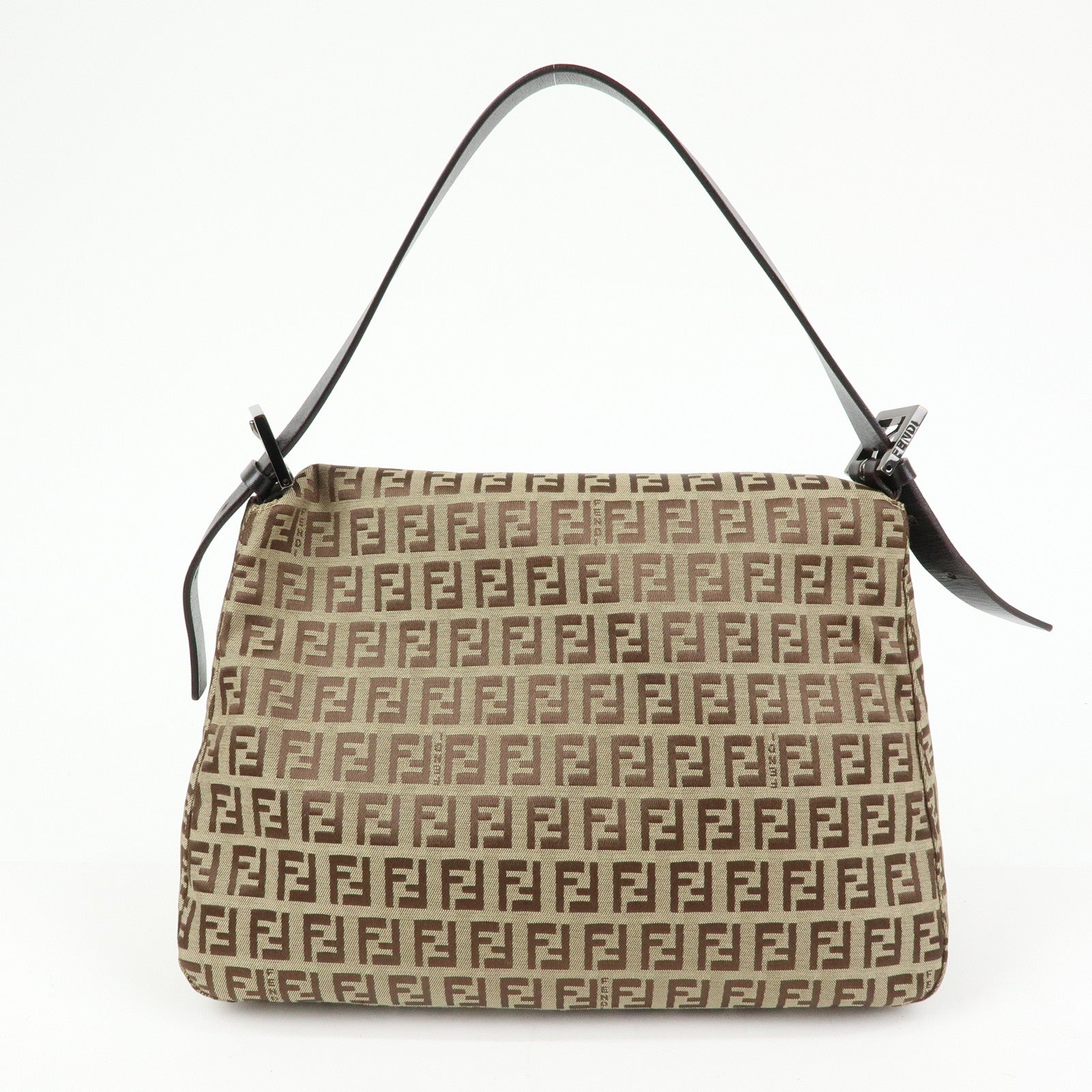 FENDI Zucchino Mamma Baguette Nylon Leather Shoulder Bag 8BR001