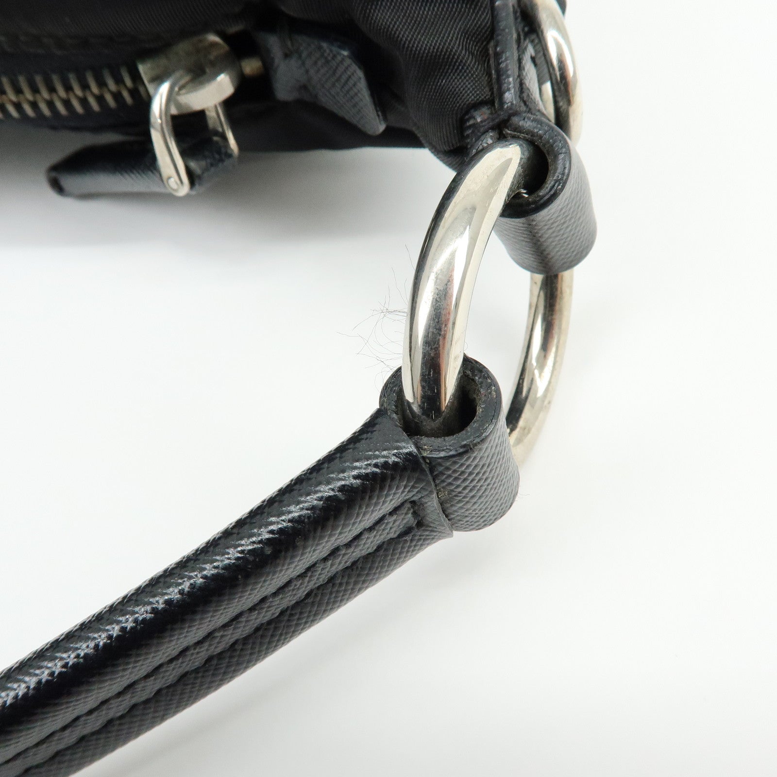 PRADA Triangle Logo Nylon Saffiano Leather Shoulder Bag BR3332