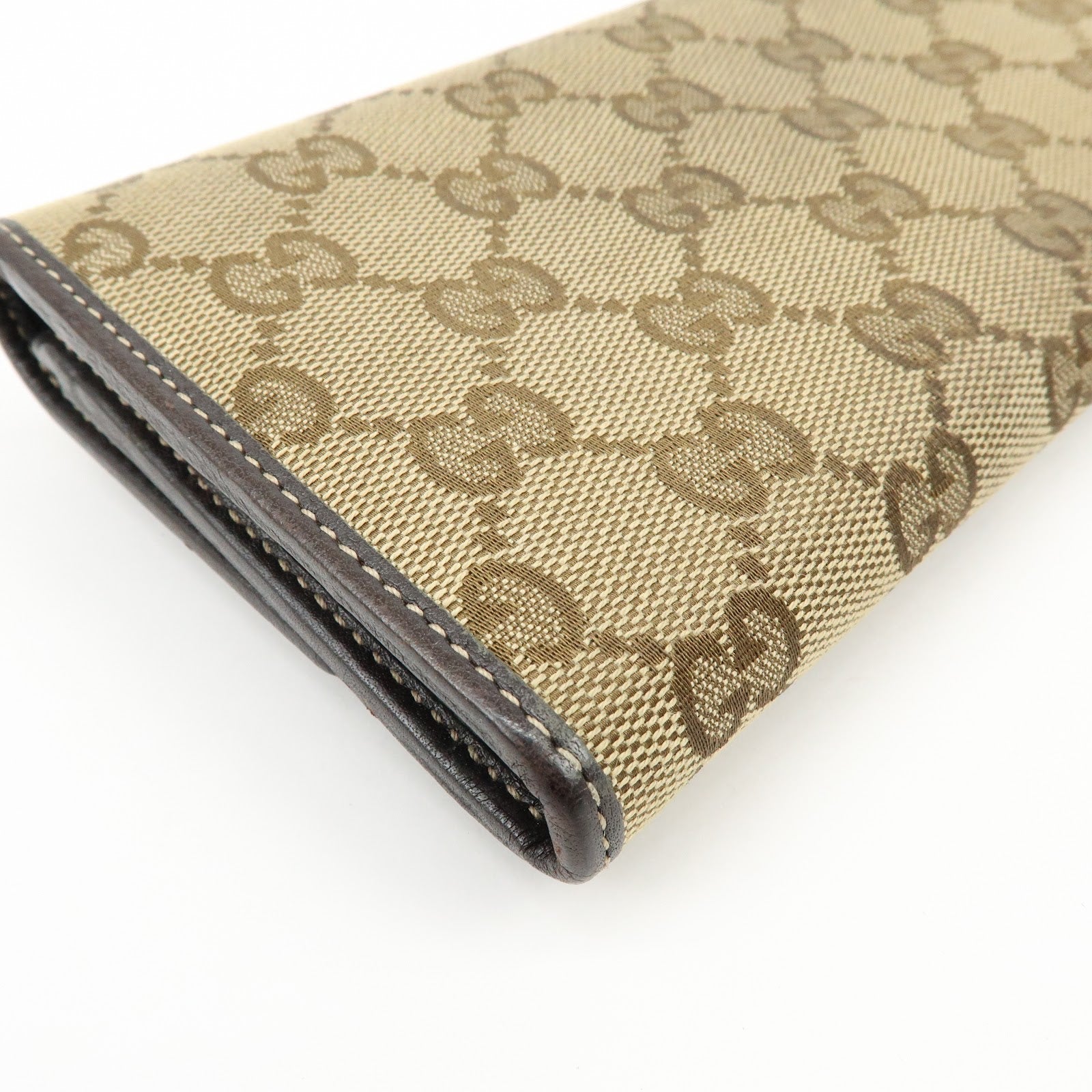 GUCCI Lovely Heart GG Canvas Leather Long Wallet Brown 251861