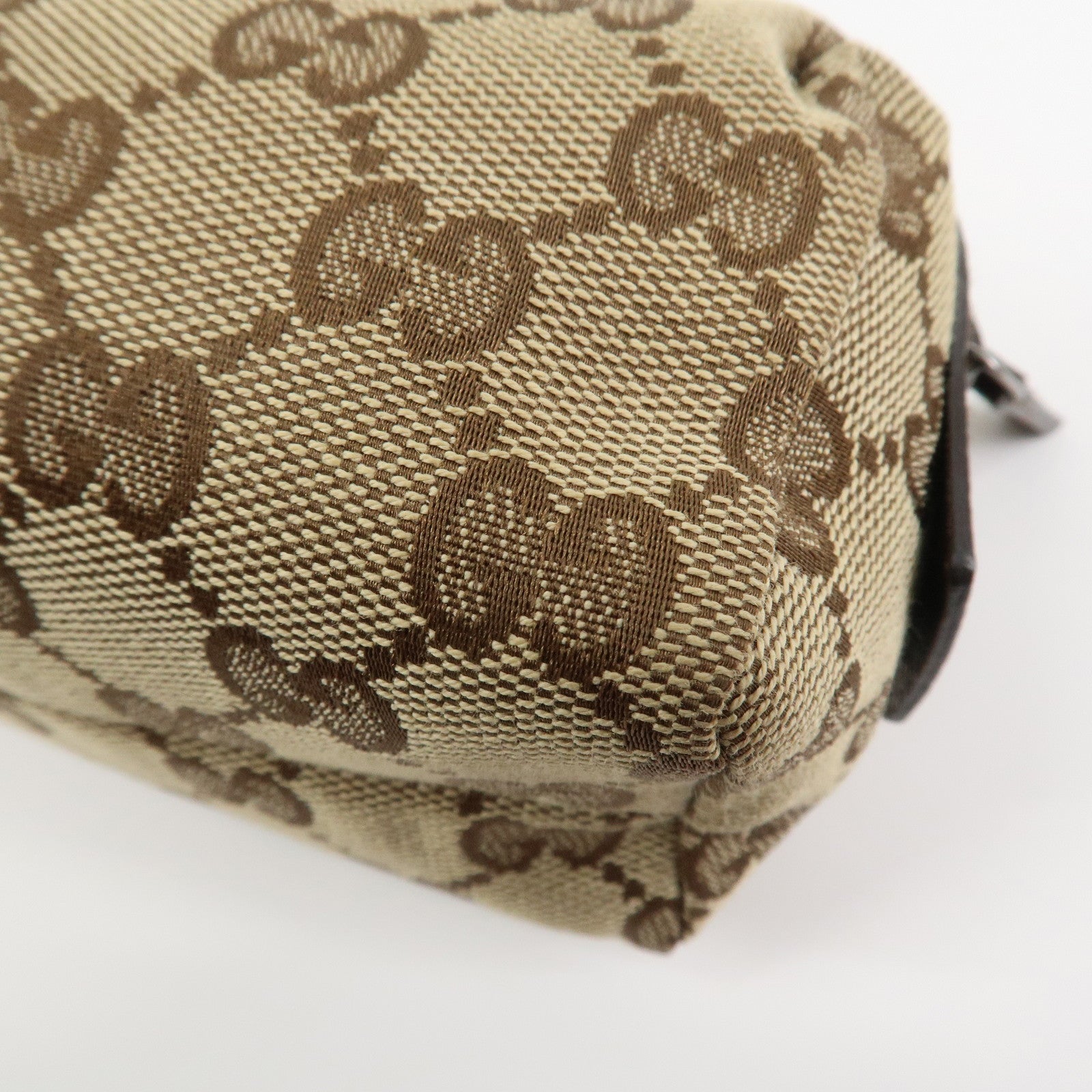 GUCCI GG Canvas Leather Pouch Cosmetic Pouch Brown 29596