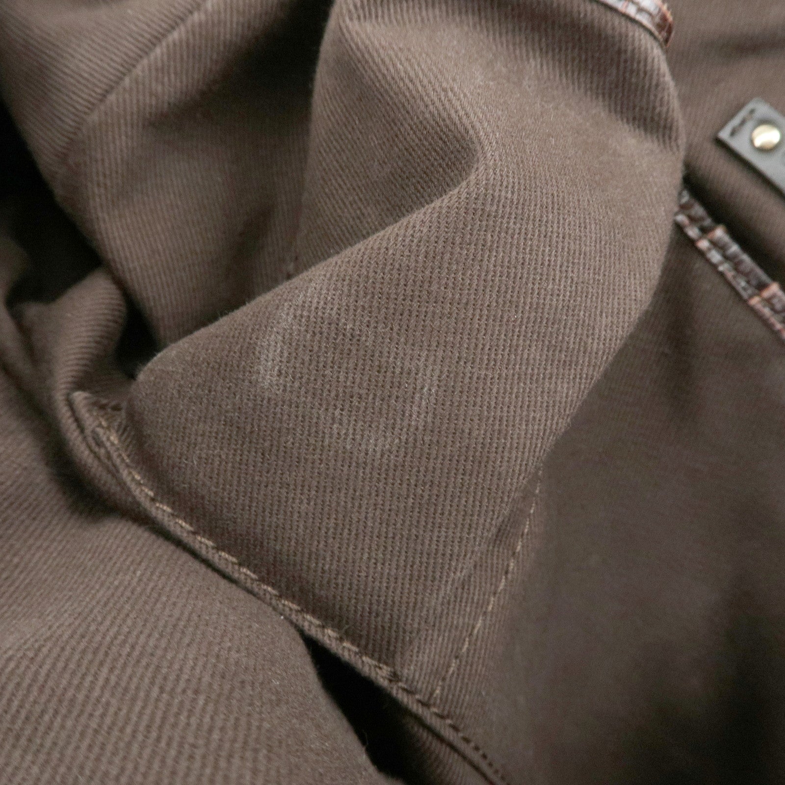 CELINE Macadam Canvas Embossed Leather Hand Bag Shoulder Bag Brown