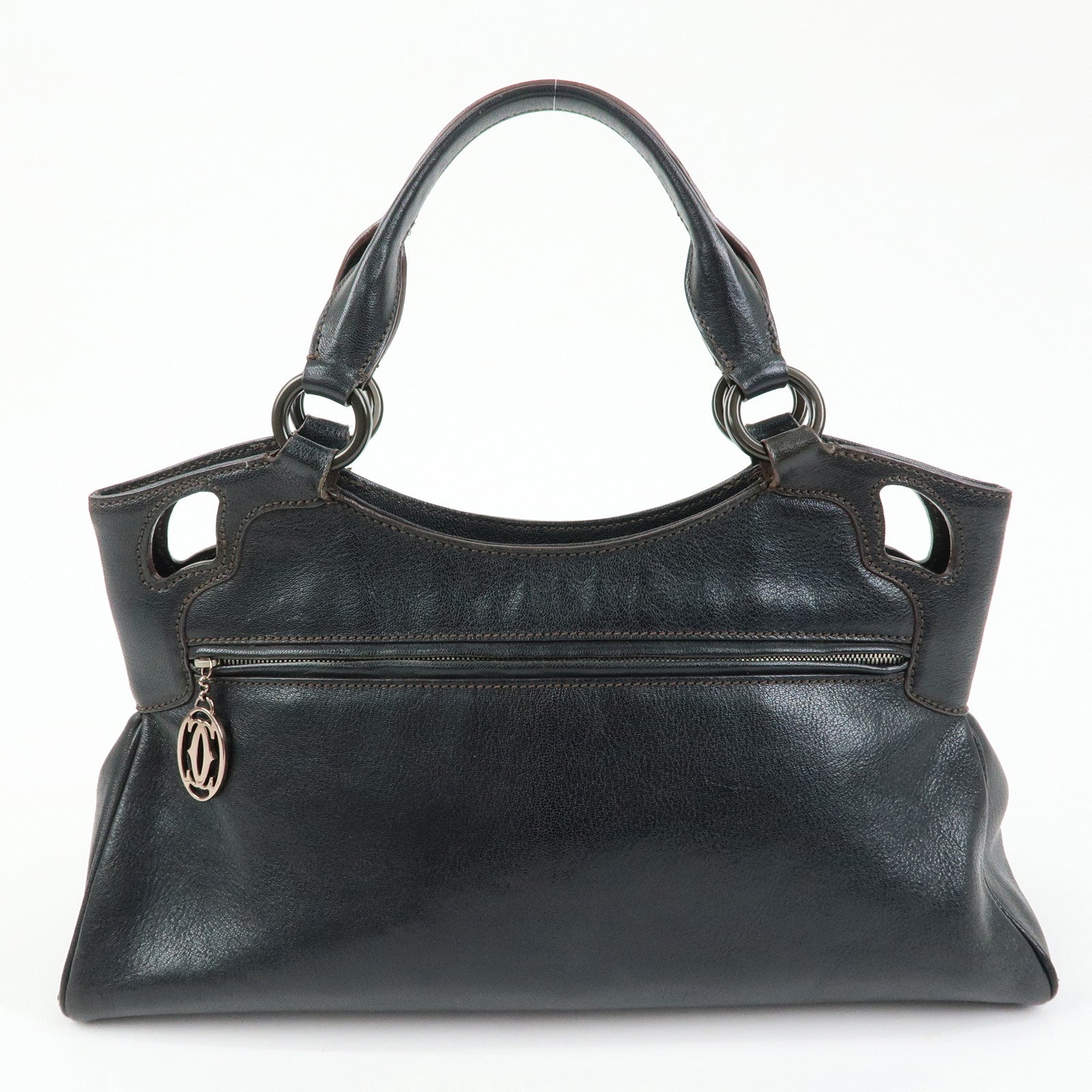 Cartier Marcello de Cartier Leather Hand Bag Tote Bag Black