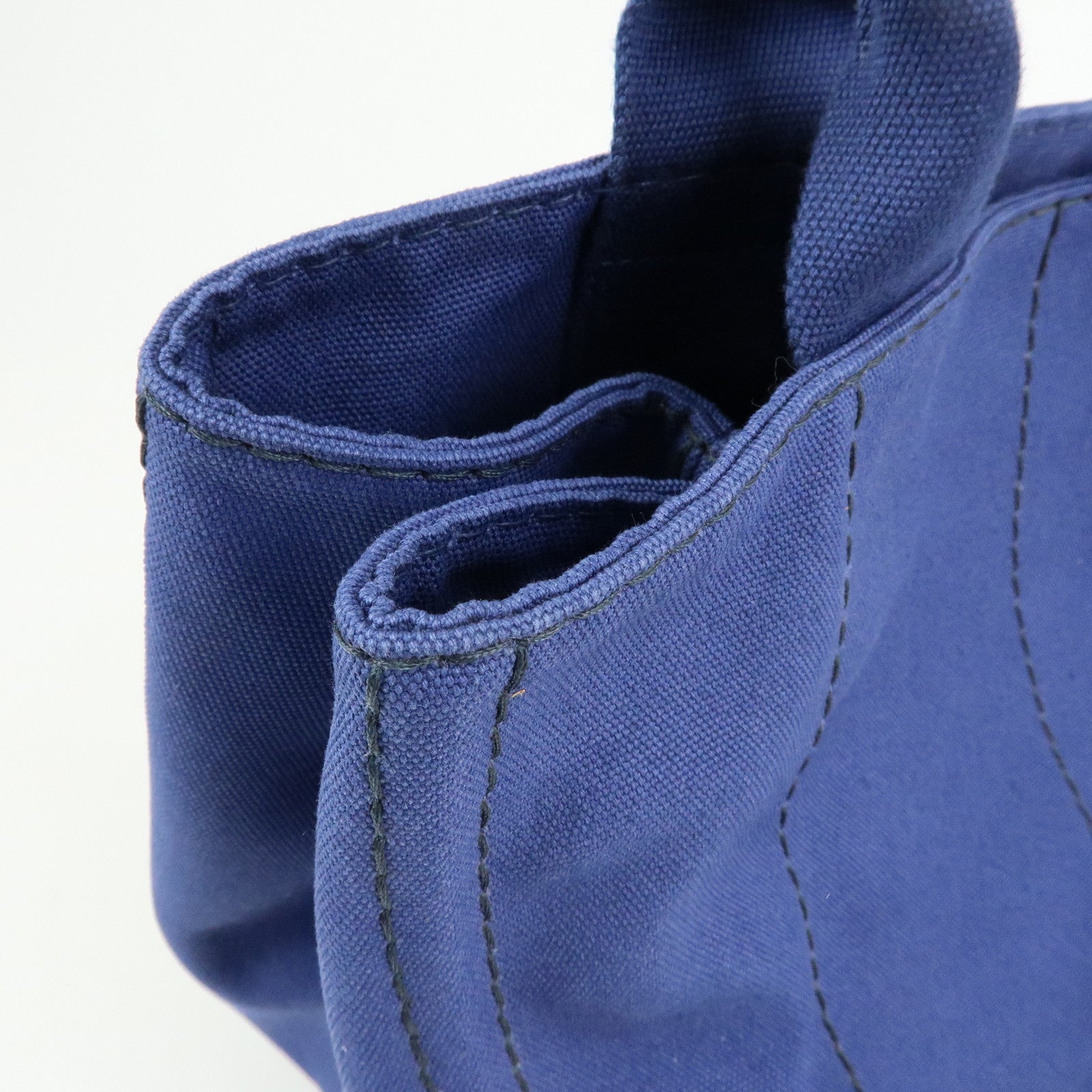 PRADA Triangle Logo Canapa Canvas 2Way Tote Hand Bag Blue BN2642