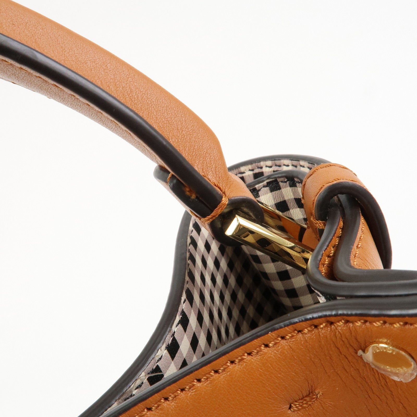 FENDI Peekaboo X Lite Leather 2Way Bag Shoulder Bag Brown 8BN310