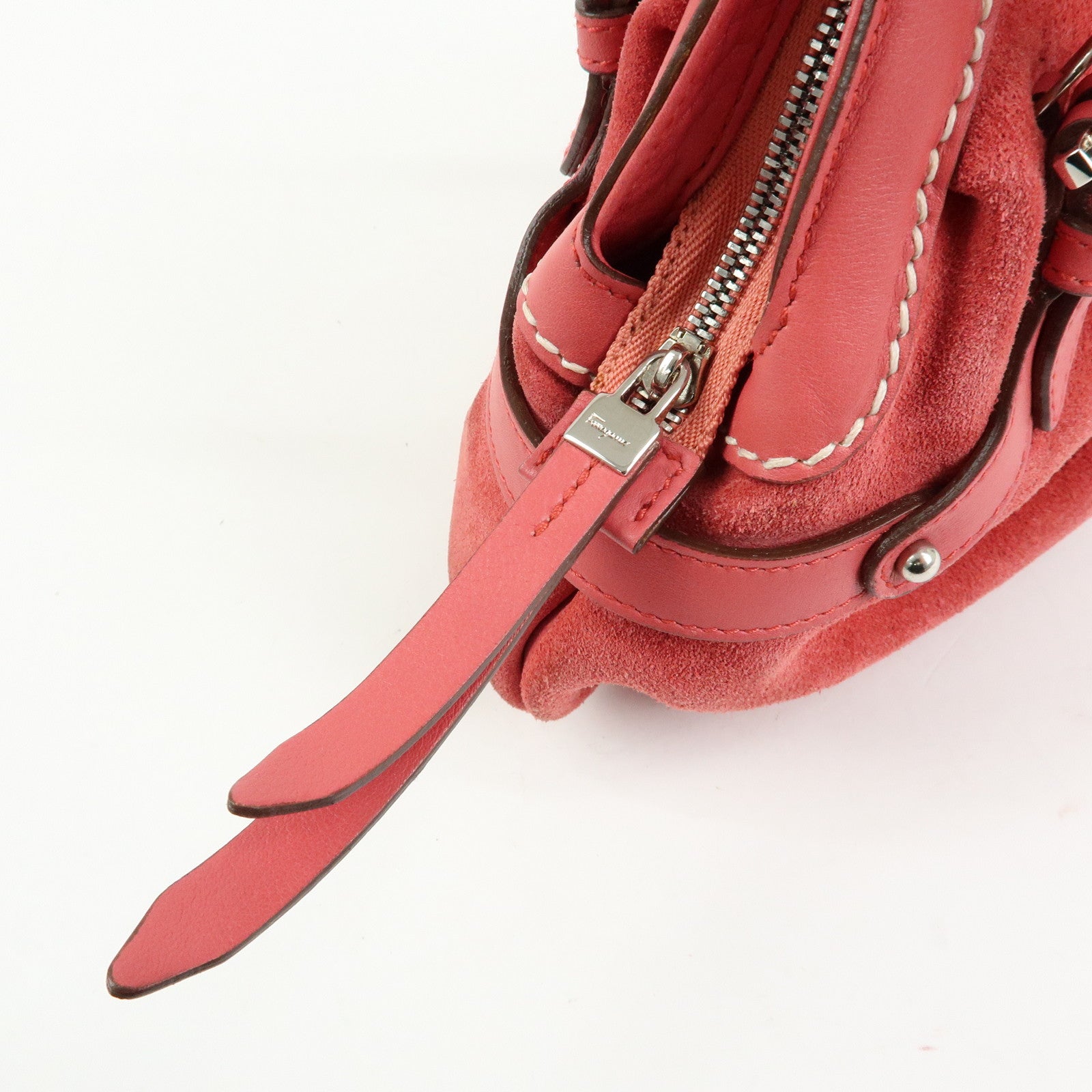 Ferragamo Gancini Suede Leather Small Hand Bag Pink