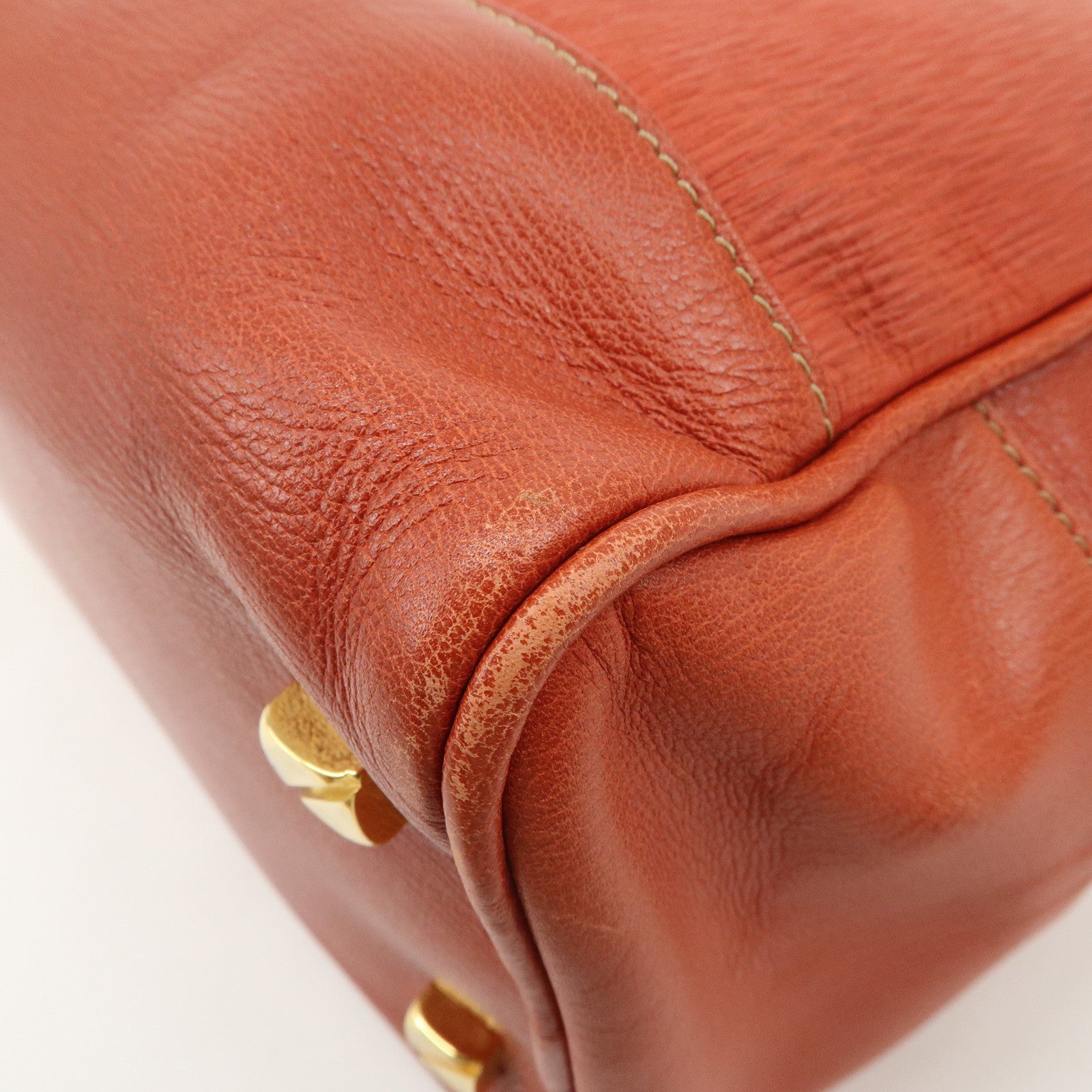 LOEWE Velazquez Leather Hand Bag Boston Bag Orange