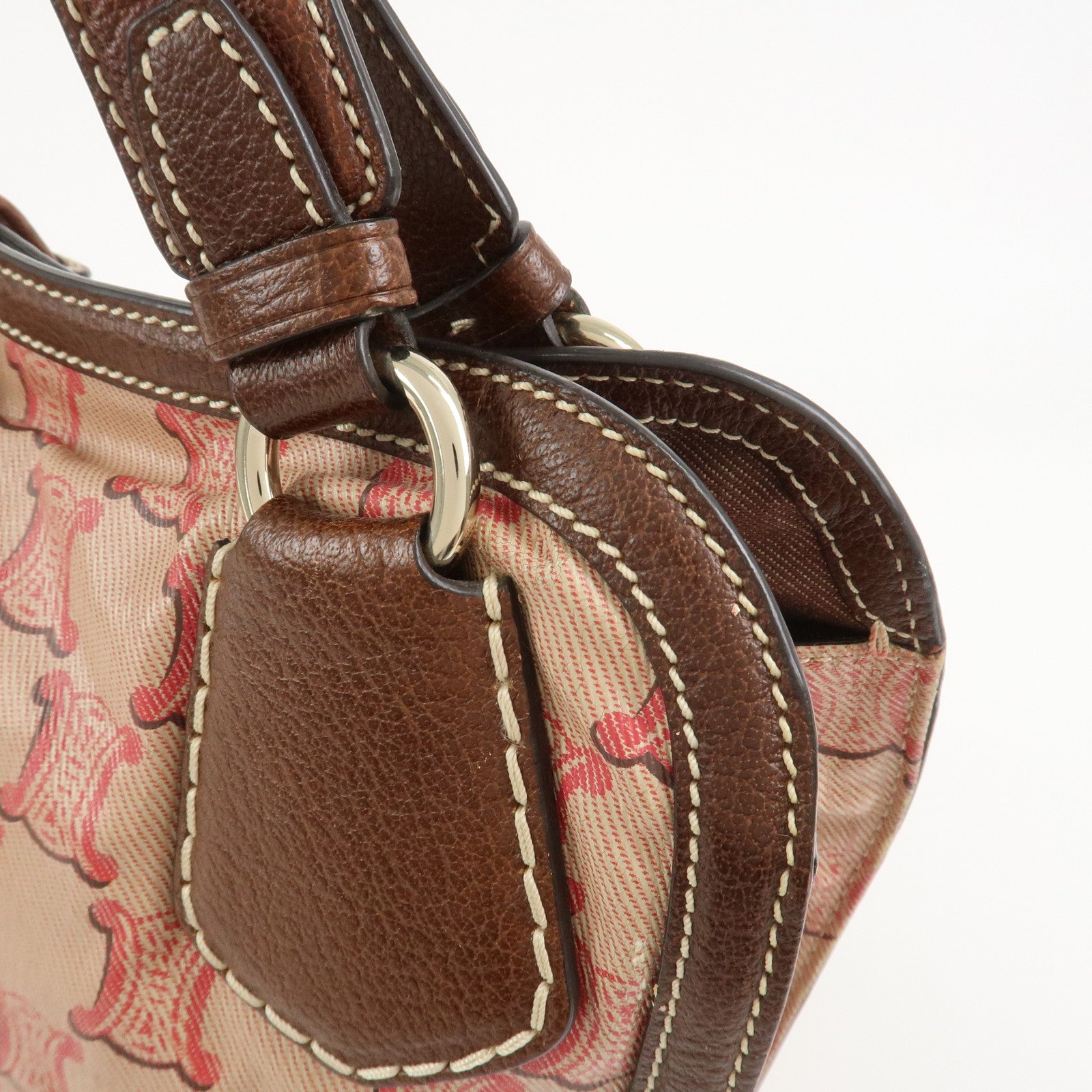 CELINE Bitter Sweet Macadam PVC Canvas Leather Hand Bag Pink