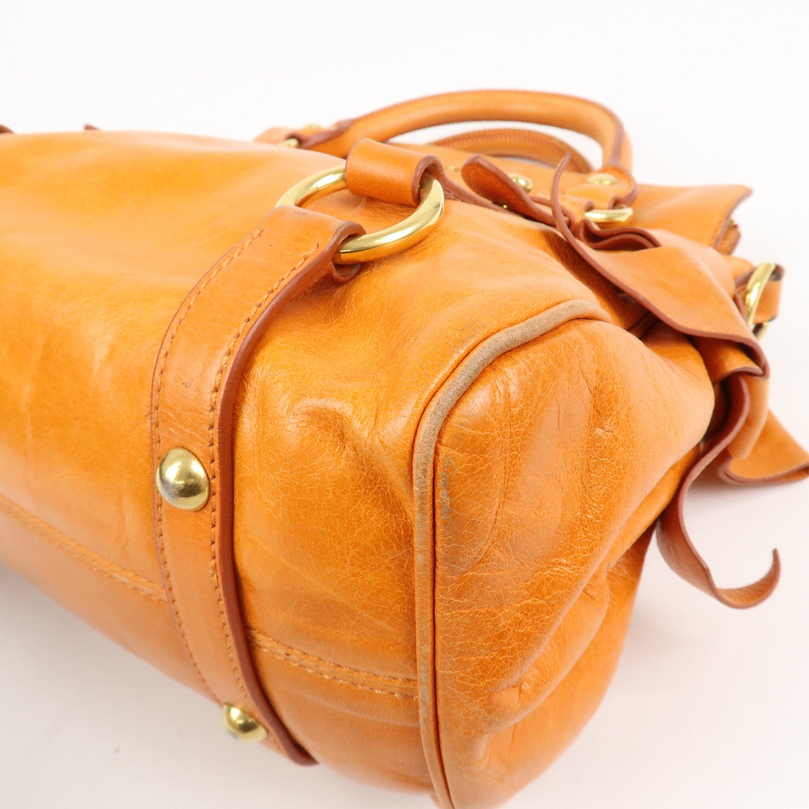 MIU MIU Leather 2Way Bag Hand Bag Shoulder Bag Orange RT0438