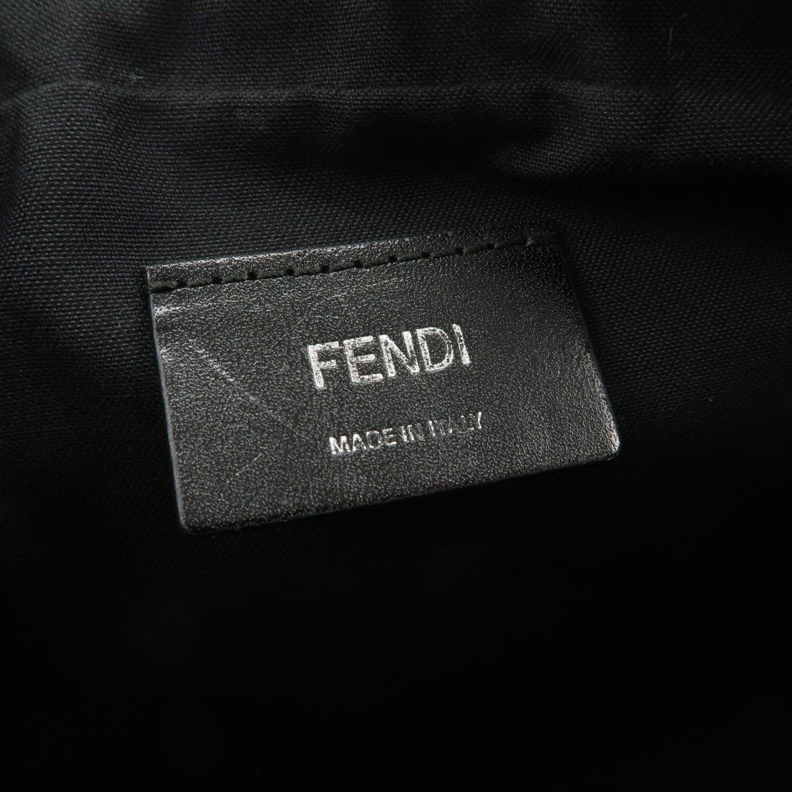 FENDI Logo Leather Camera Case Shoulder Bag Black 7M0286