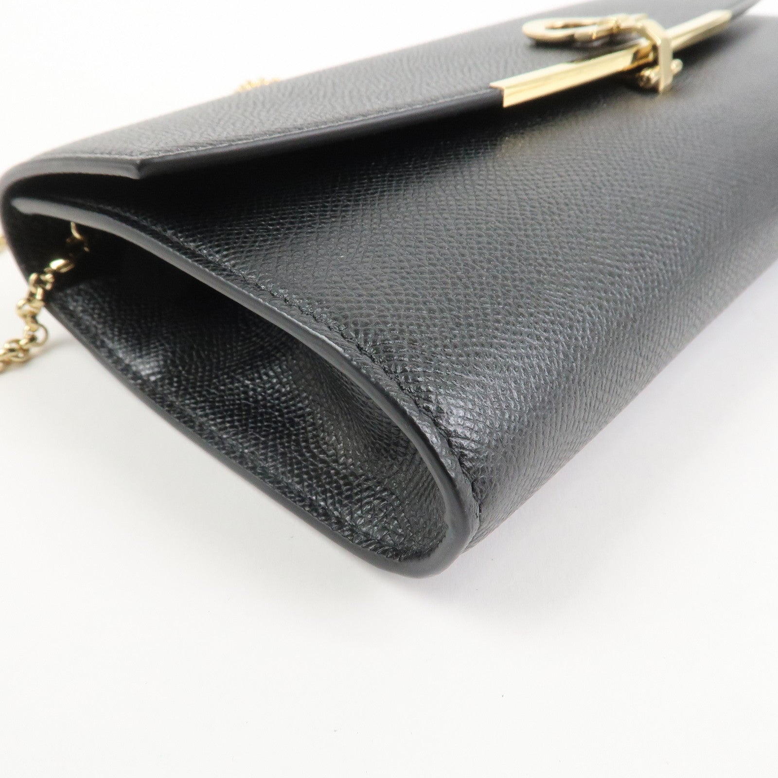 Ferragamo Gancini Leather Chain Shoulder Bag Black