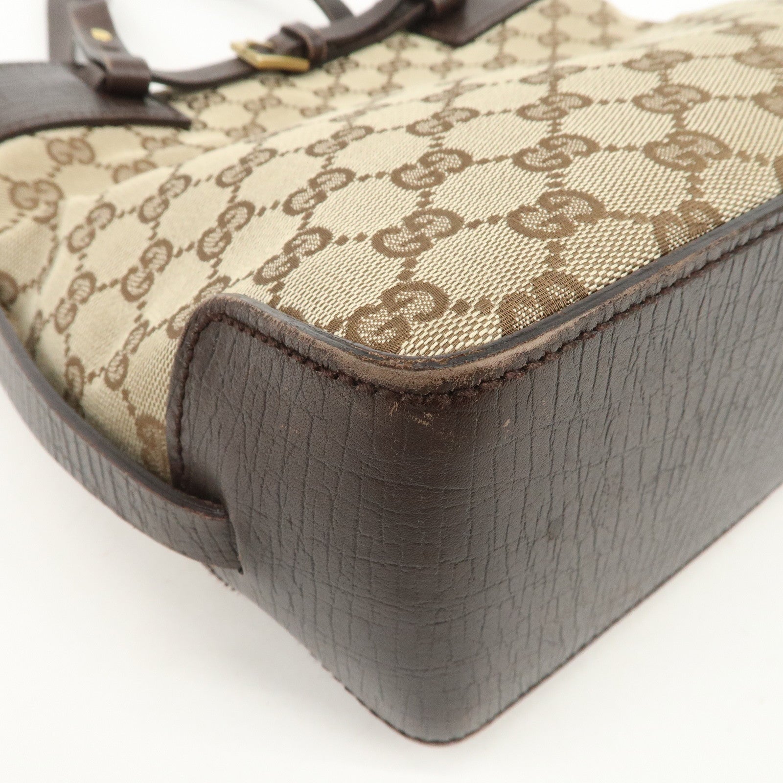 GUCCI GG Monogram Canvas Leather Tote Bag Shoulder Bag Brown 107757
