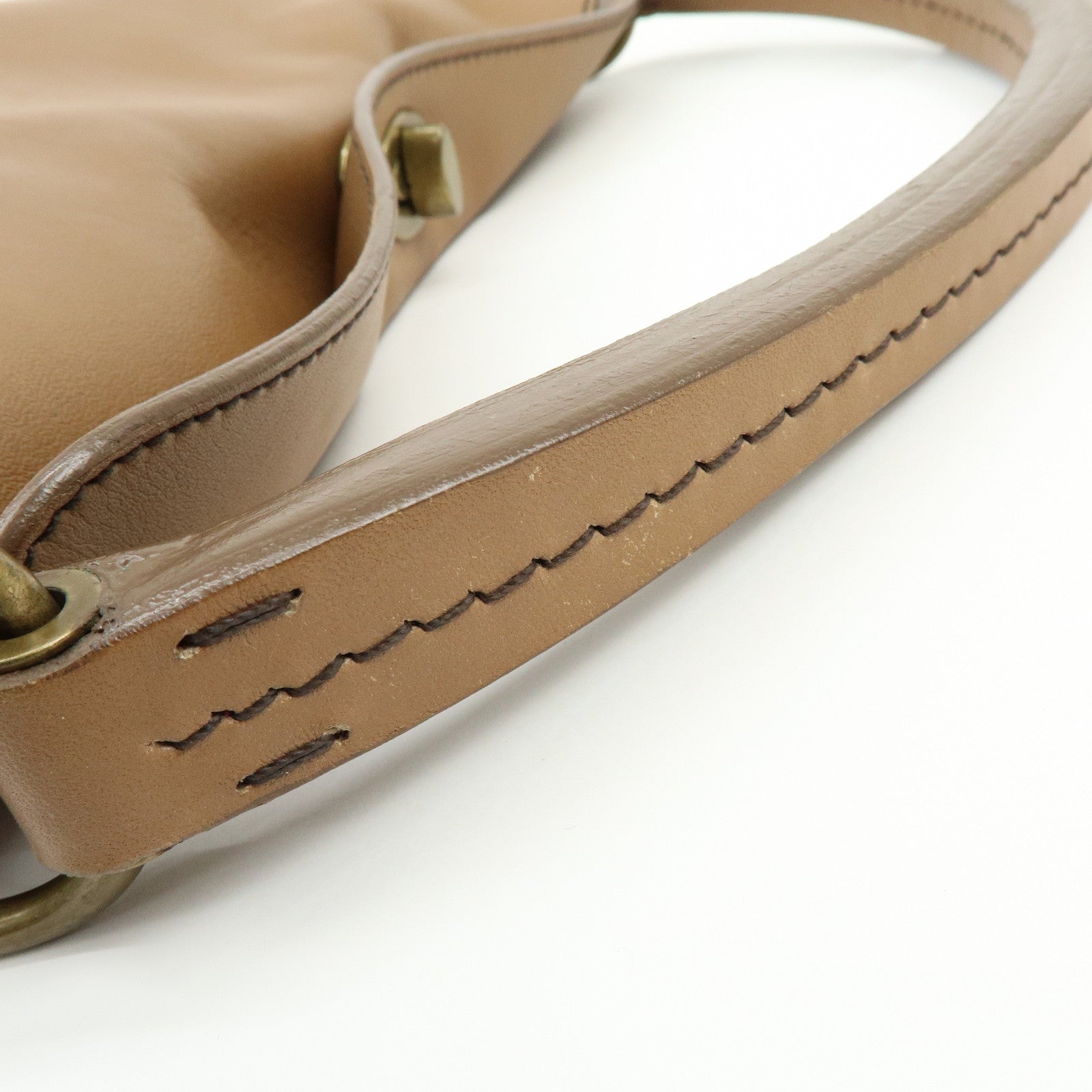 MIU MIU Logo Leather Shoulder Bag Hand Bag Brown