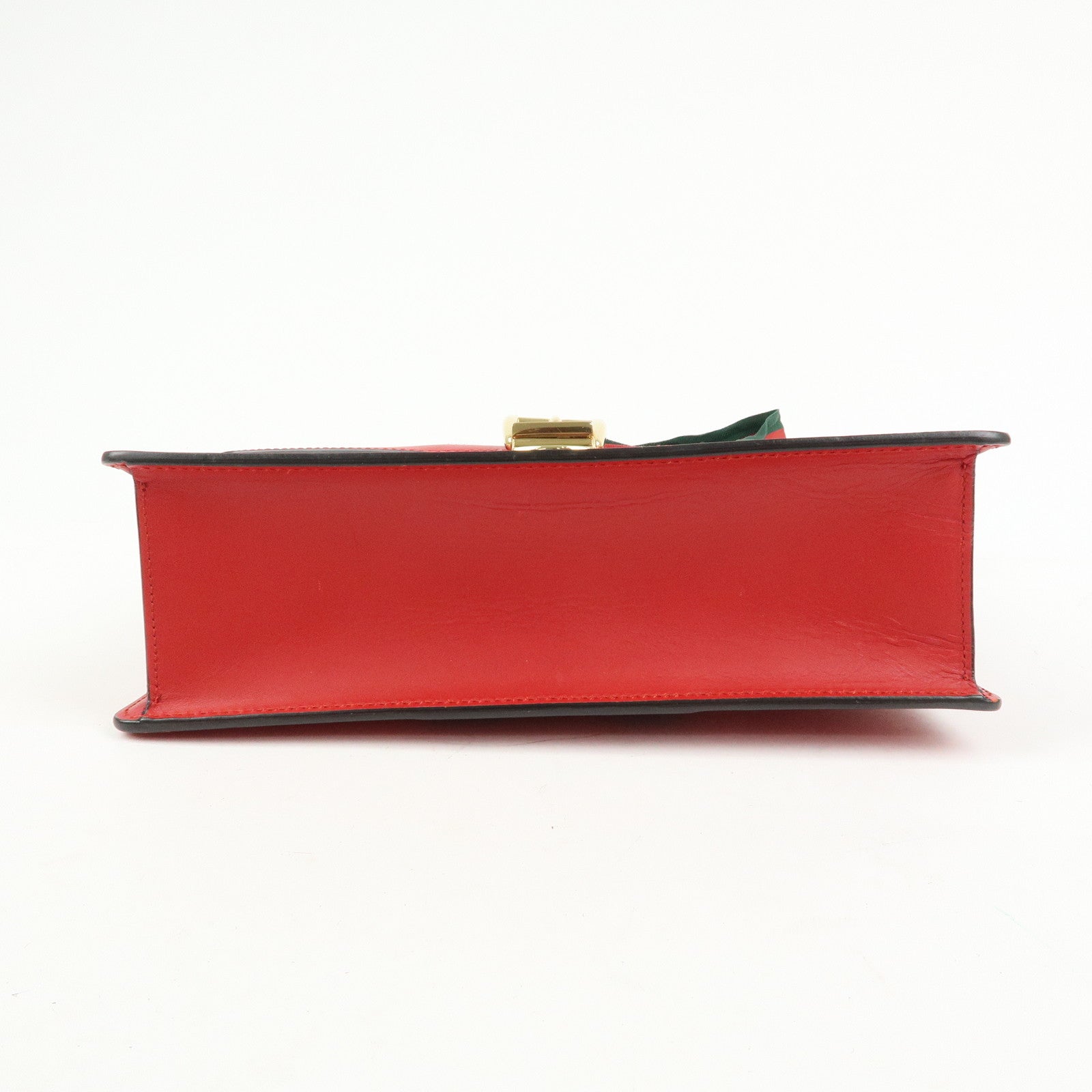 GUCCI Sylvie Sherry Leather Shoulder Bag Ribbon Red Navy 421882