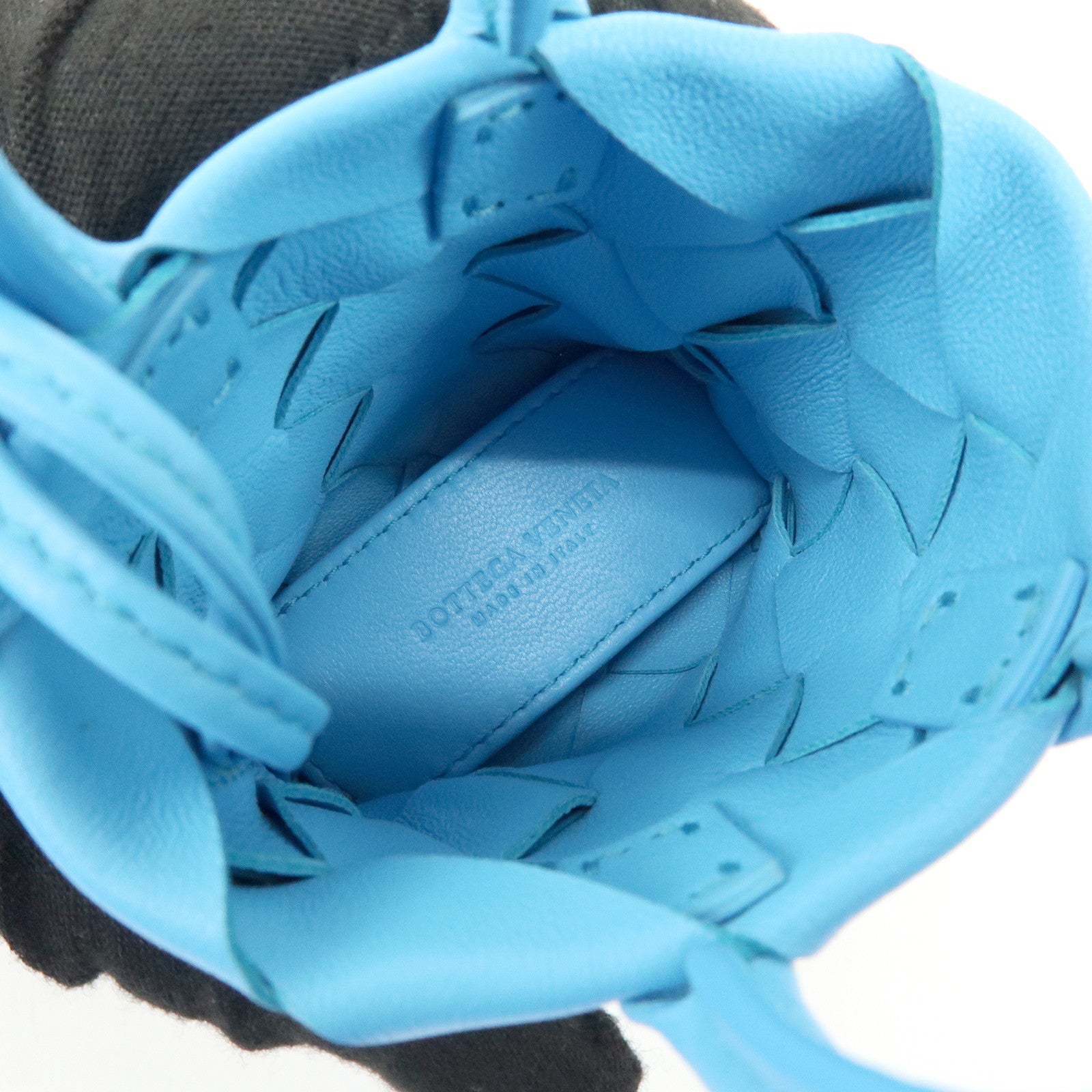 BOTTEGA VENETA Intrecciato Nappa Leather Bag Charm Light Blue