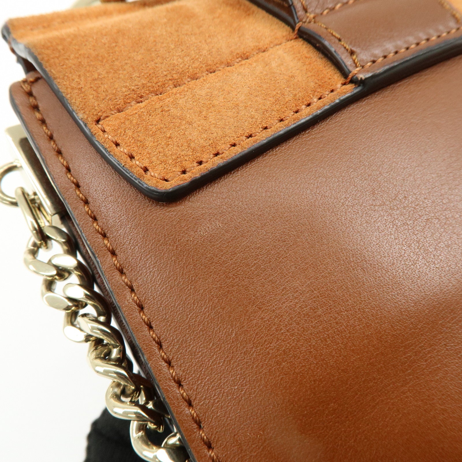 Chloe Faye Leather Suede Shoulder Bag Crossbody Bag Brown