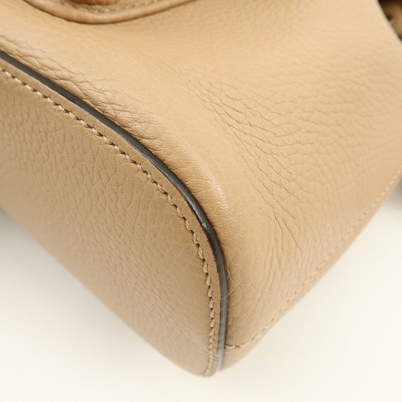 GUCCI Bamboo Tassel Leather Backpack Rucksack Beige 387149