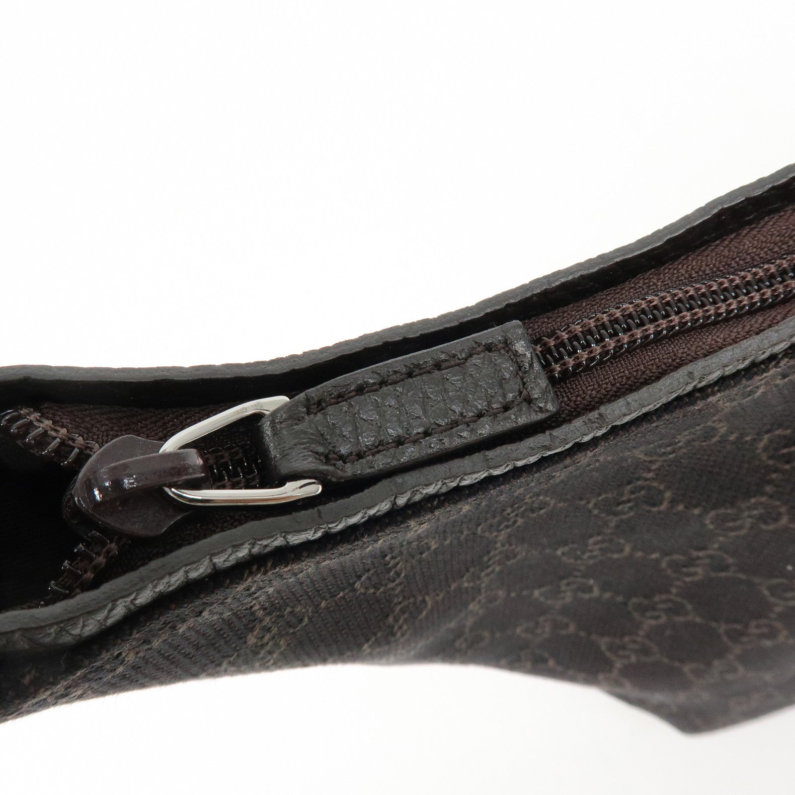 GUCCI GG Denim Leather Shoulder Bag Hand Bag Dark Brown 28335