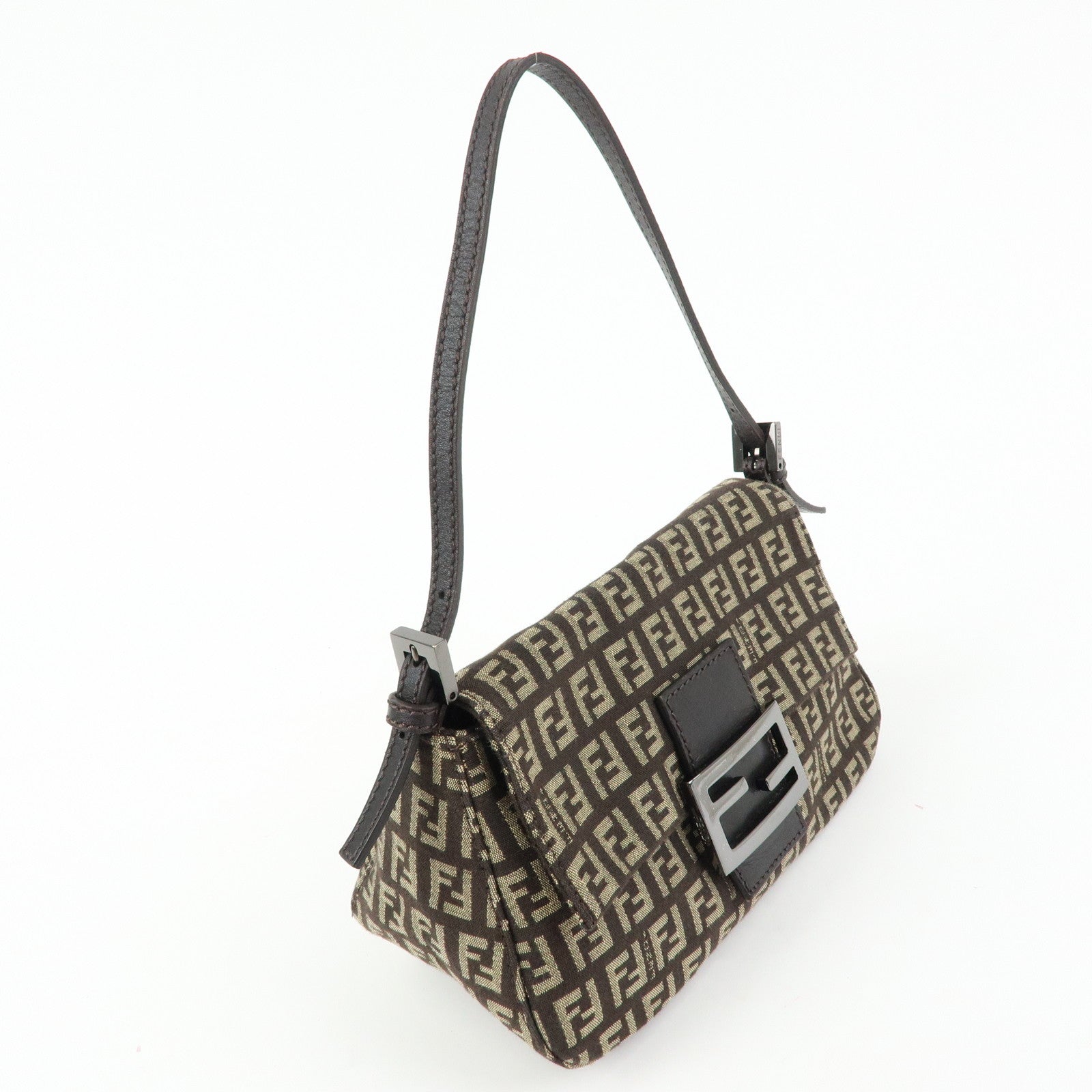 FENDI Mini Mamma Baguette Zucchino Canvas Shoulder Bag 8BR180