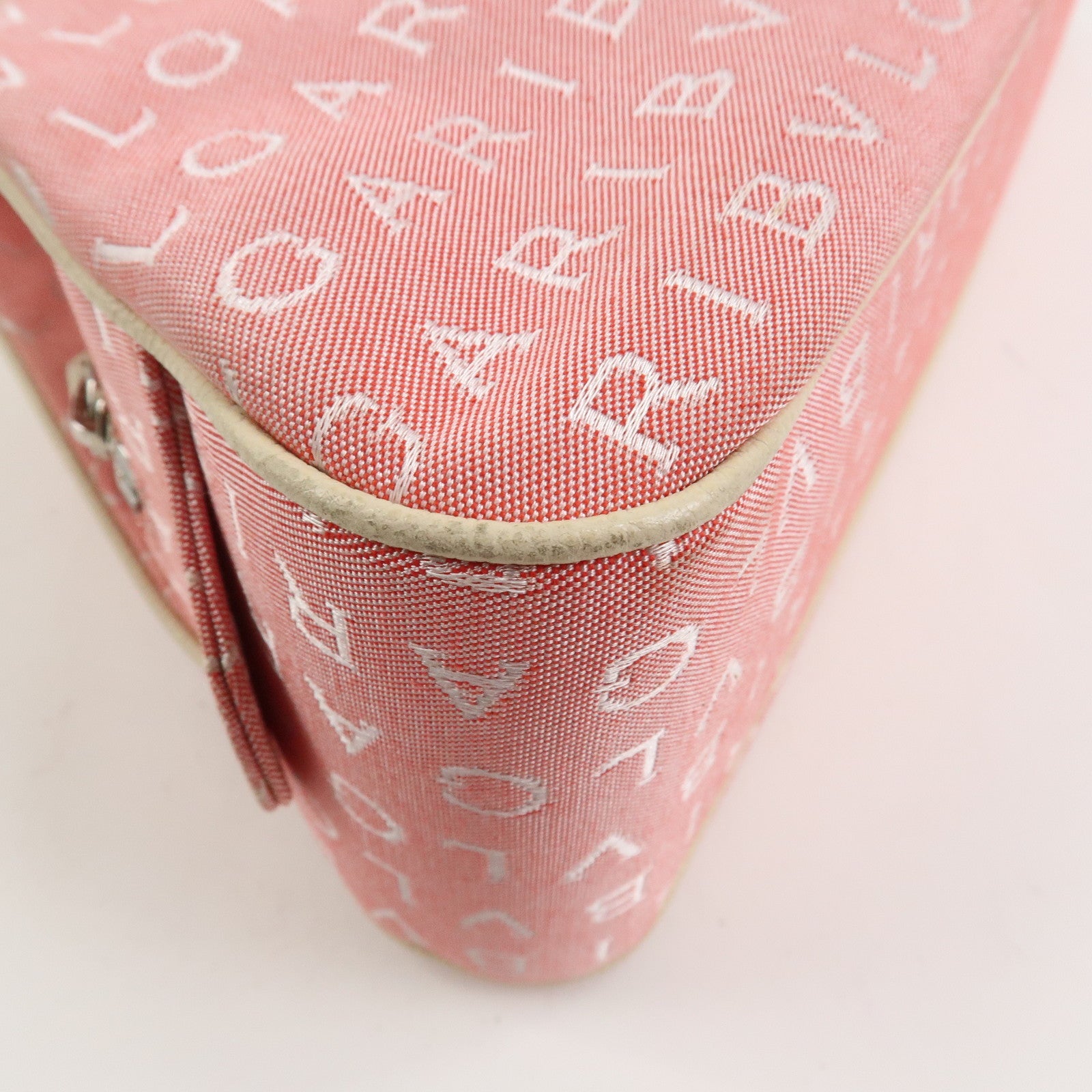 BVLGARI Logo Mania Canvas Leather Shoulder Bag Hand Bag Pink