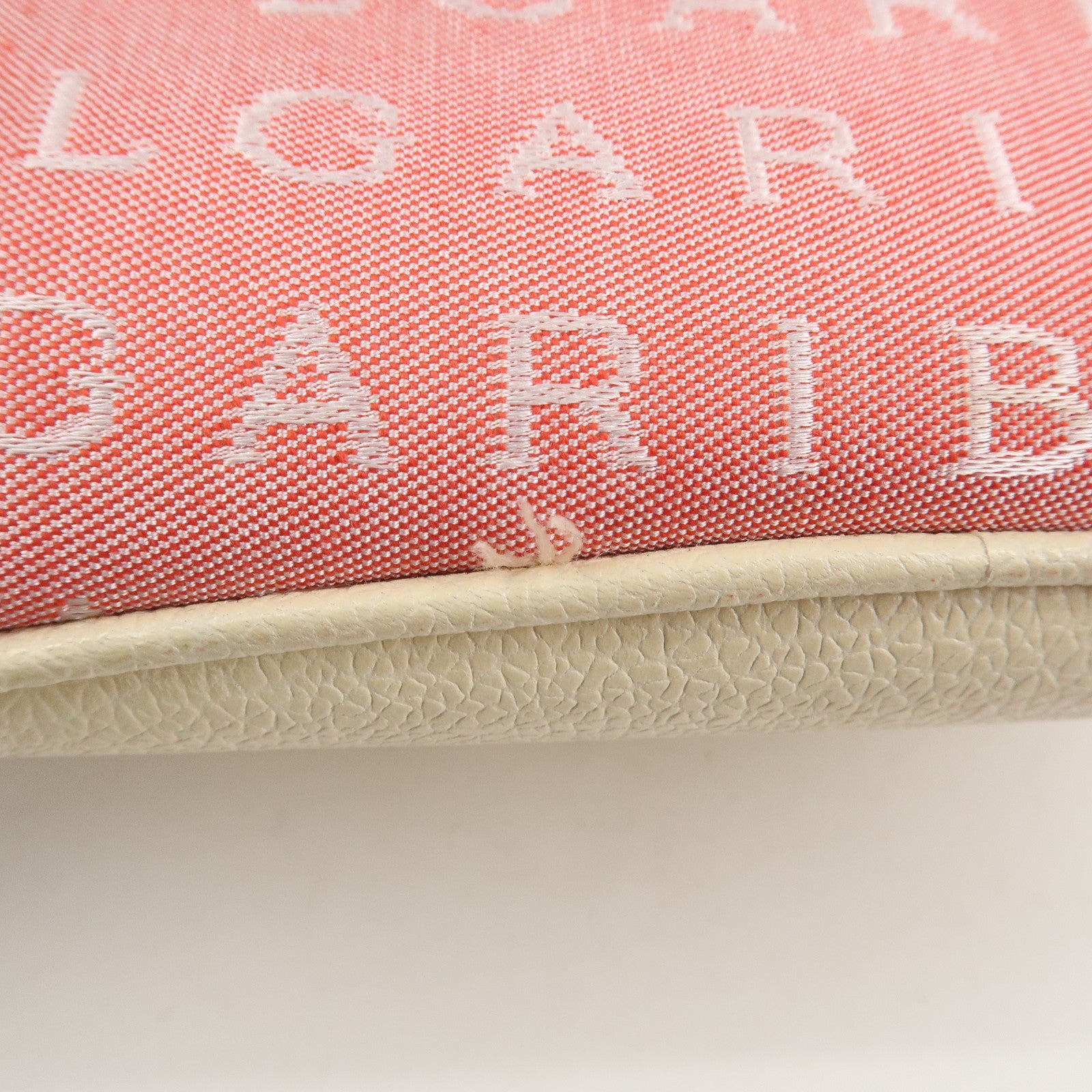 BVLGARI Logo Mania Canvas Leather Hand Bag Pink Ivory