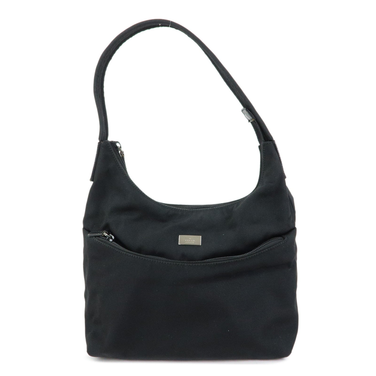 GUCCI Logo Nylon Leather Shoulder Bag Black 001・3386
