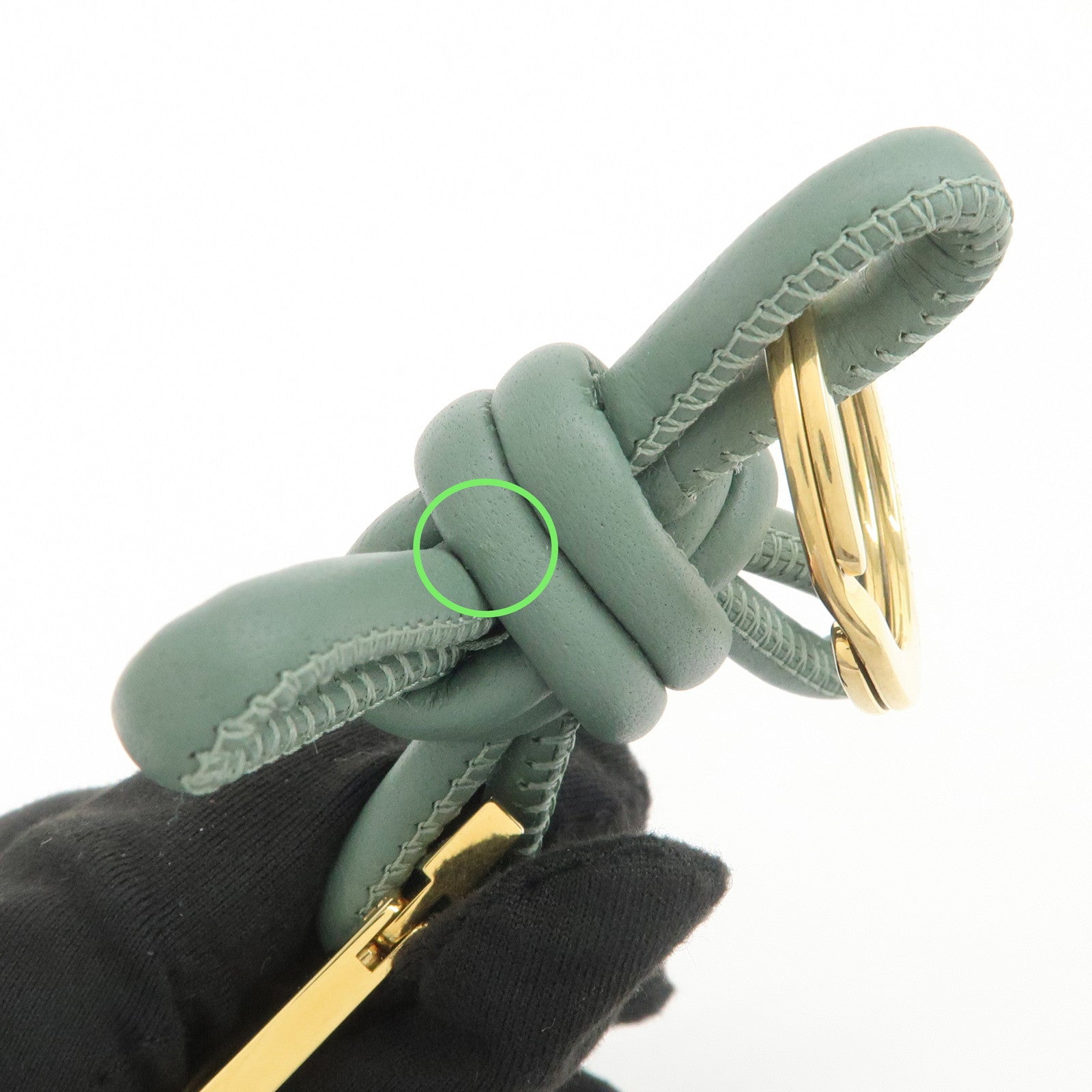 BOTTEGA VENETA Metal Leather Bag Charm Key Charm Green