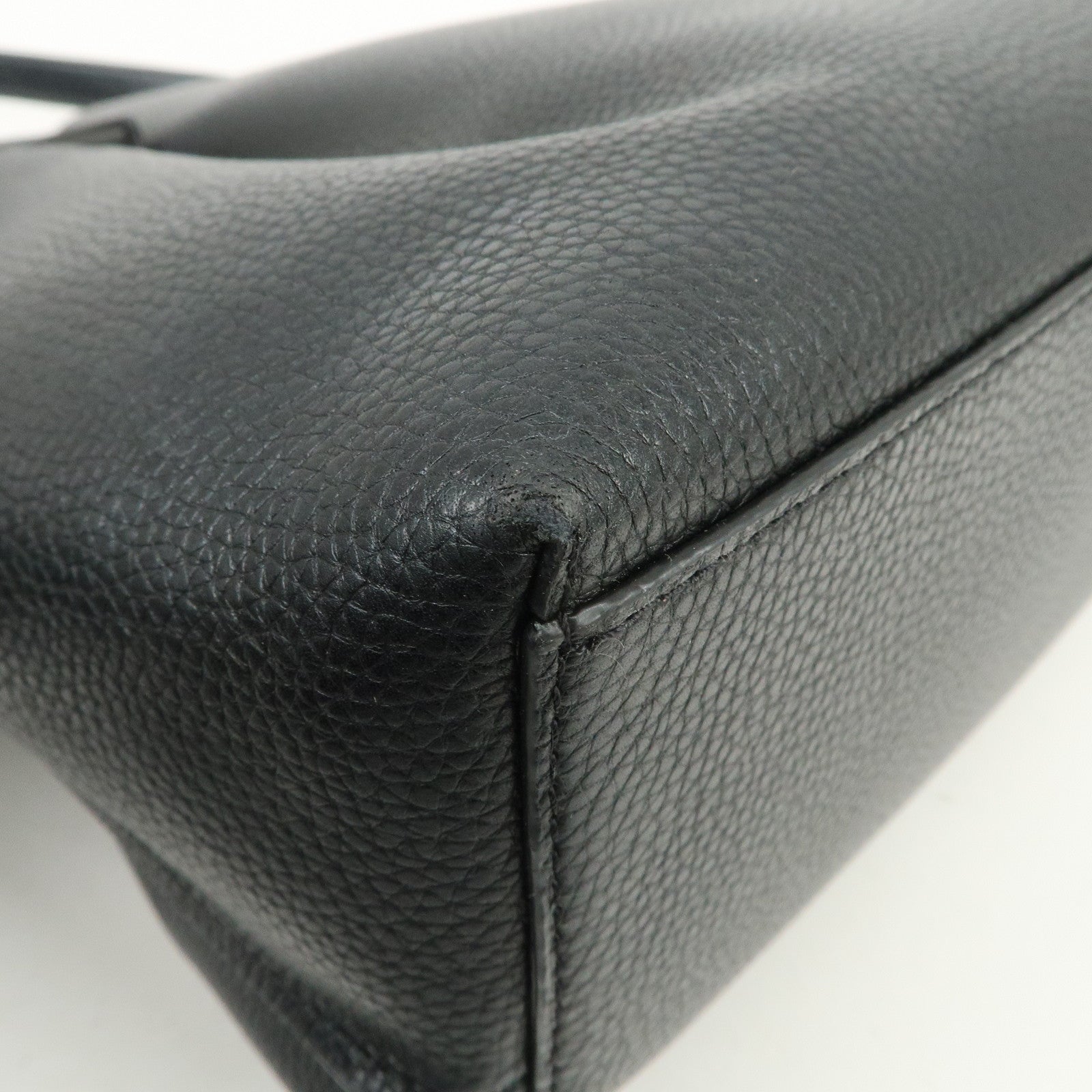 MICHAEL KORS Logo Leather Shoulder Bag Hand Bag Black