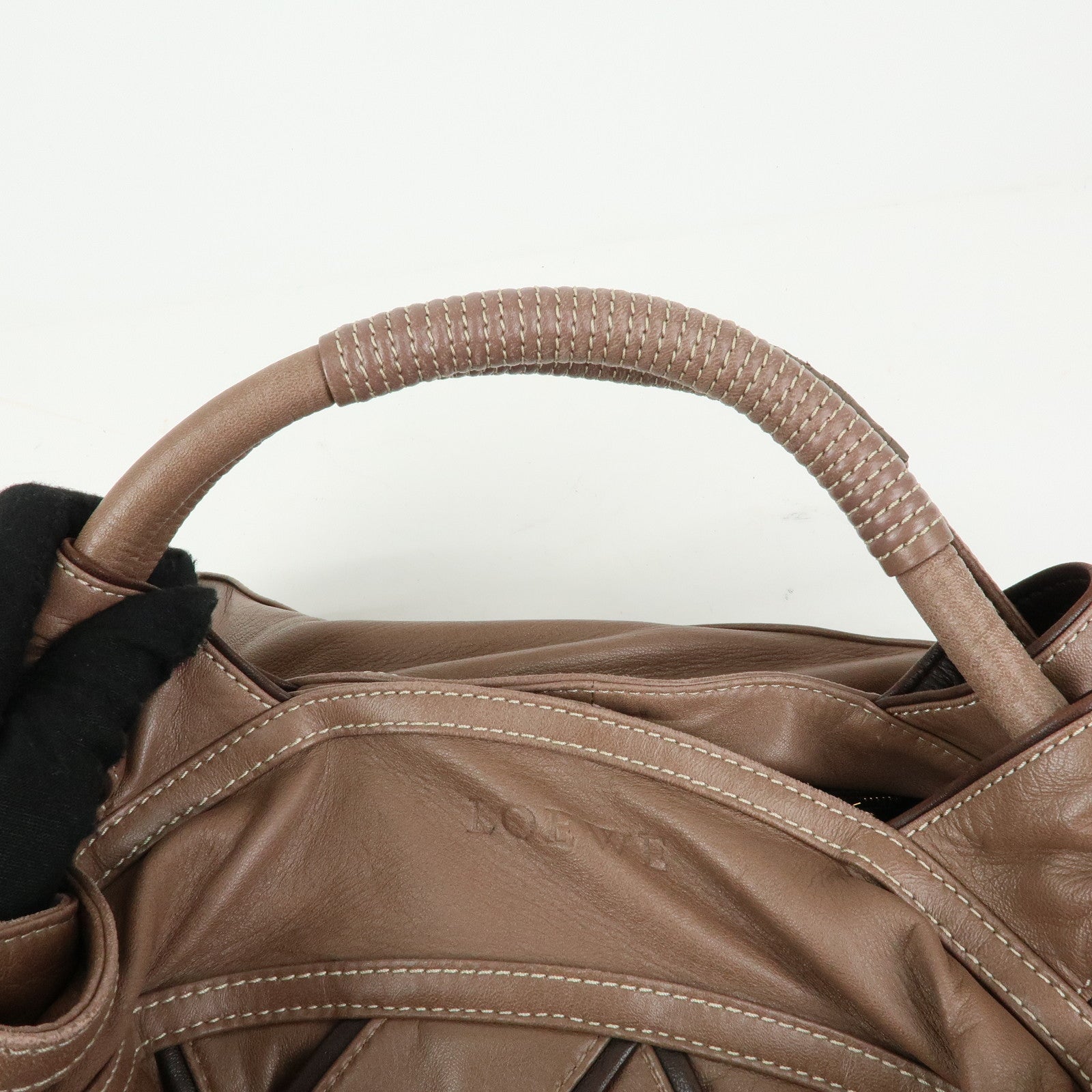 LOEWE Anagram Nappa Aire Leather Hand Bag Tote Bag Brown