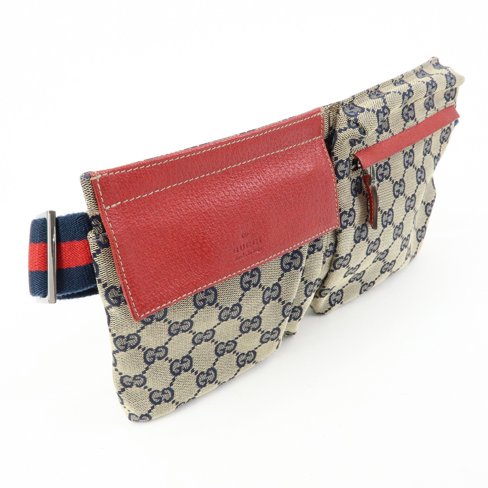 GUCCI Sherry GG Canvas Leather Waist Bag Crossbody Bag 28566