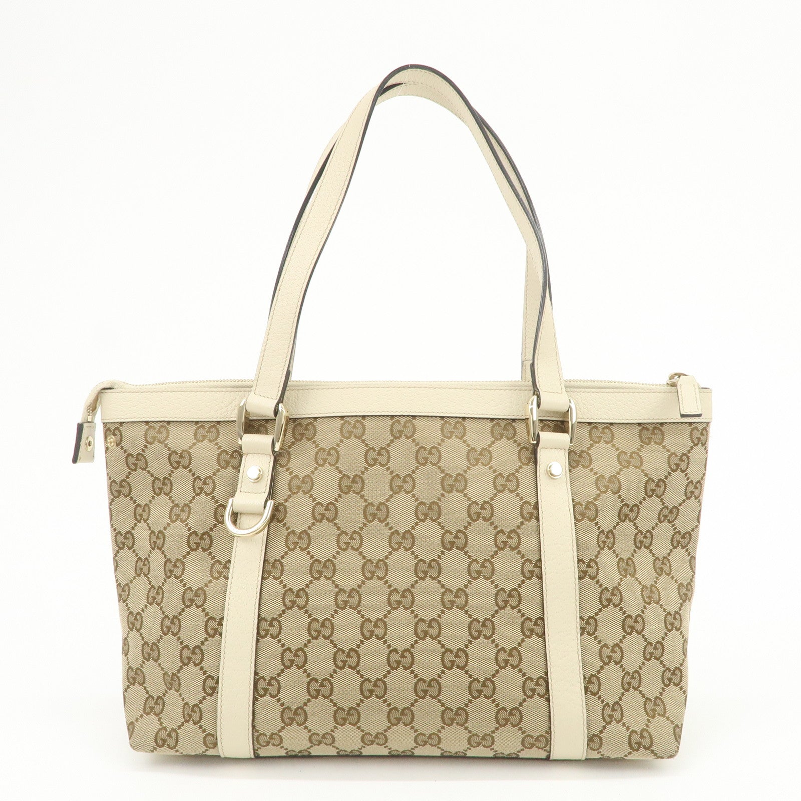 GUCCI Abbey GG Canvas Leather Tote Bag Shoulder Bag Brown 141470