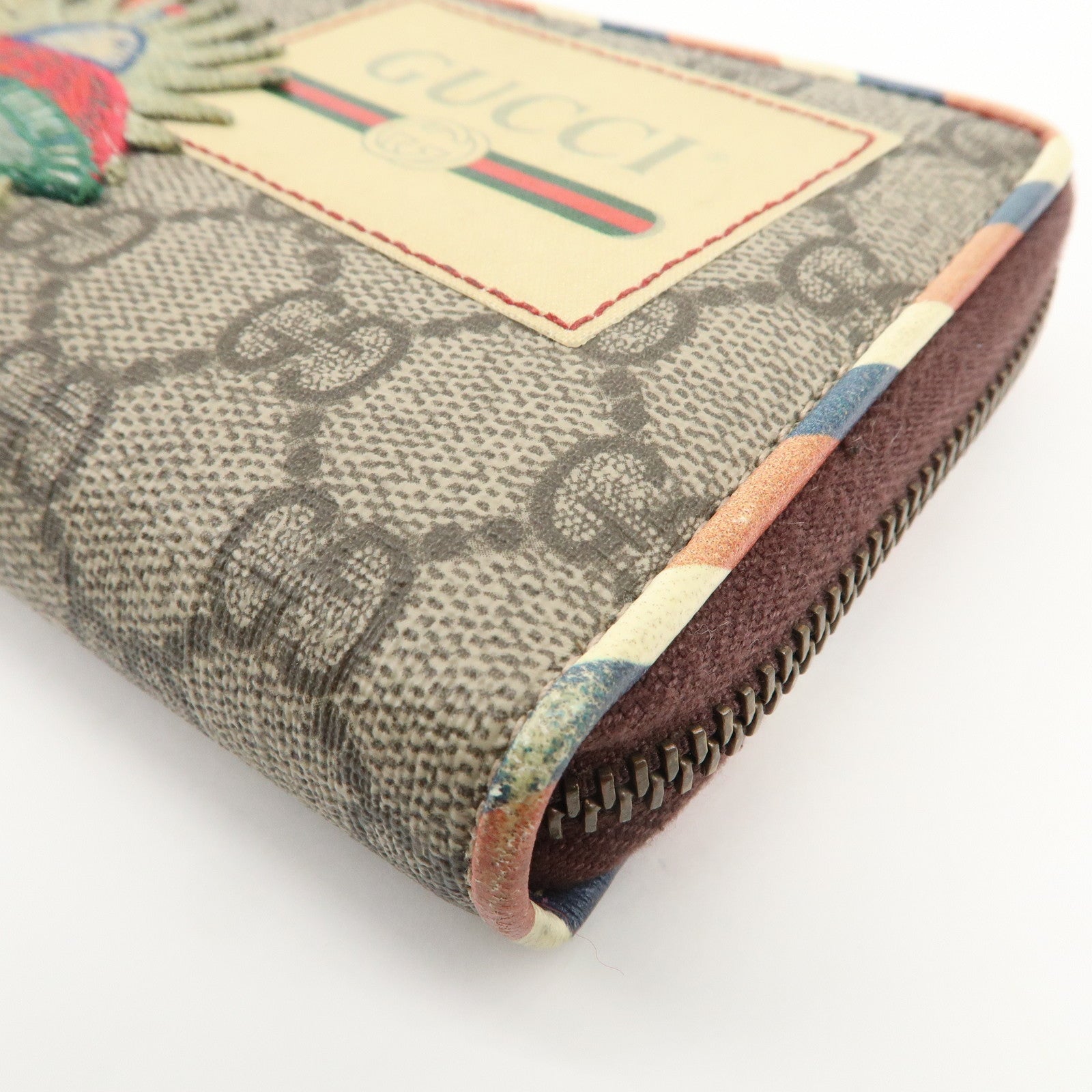 GUCCI GG Supreme Courier Round Zippy Long Wallet Beige 473909