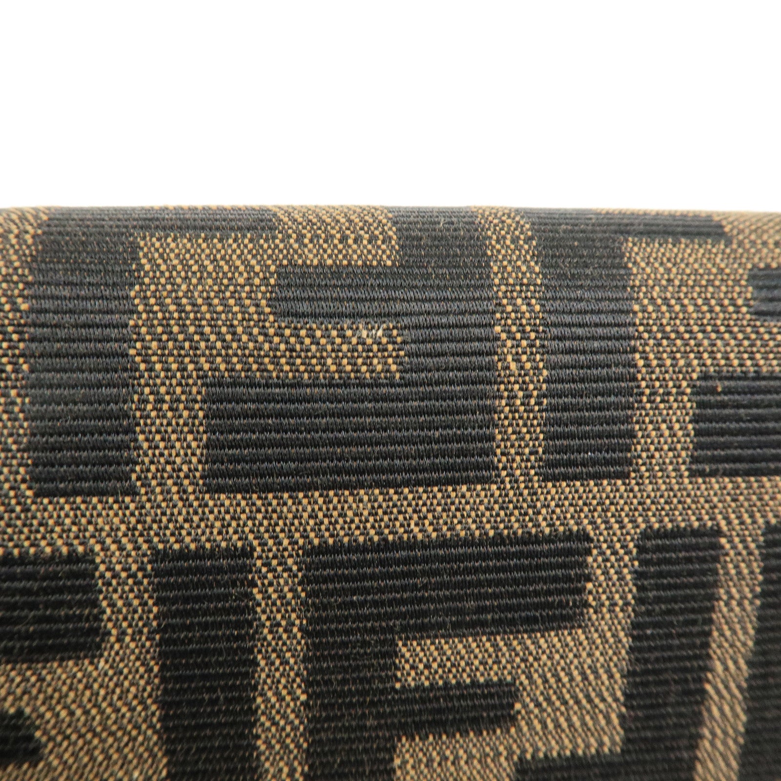 FENDI Zucca Canvas Leather Tri-fold Wallet Brown Black 31052