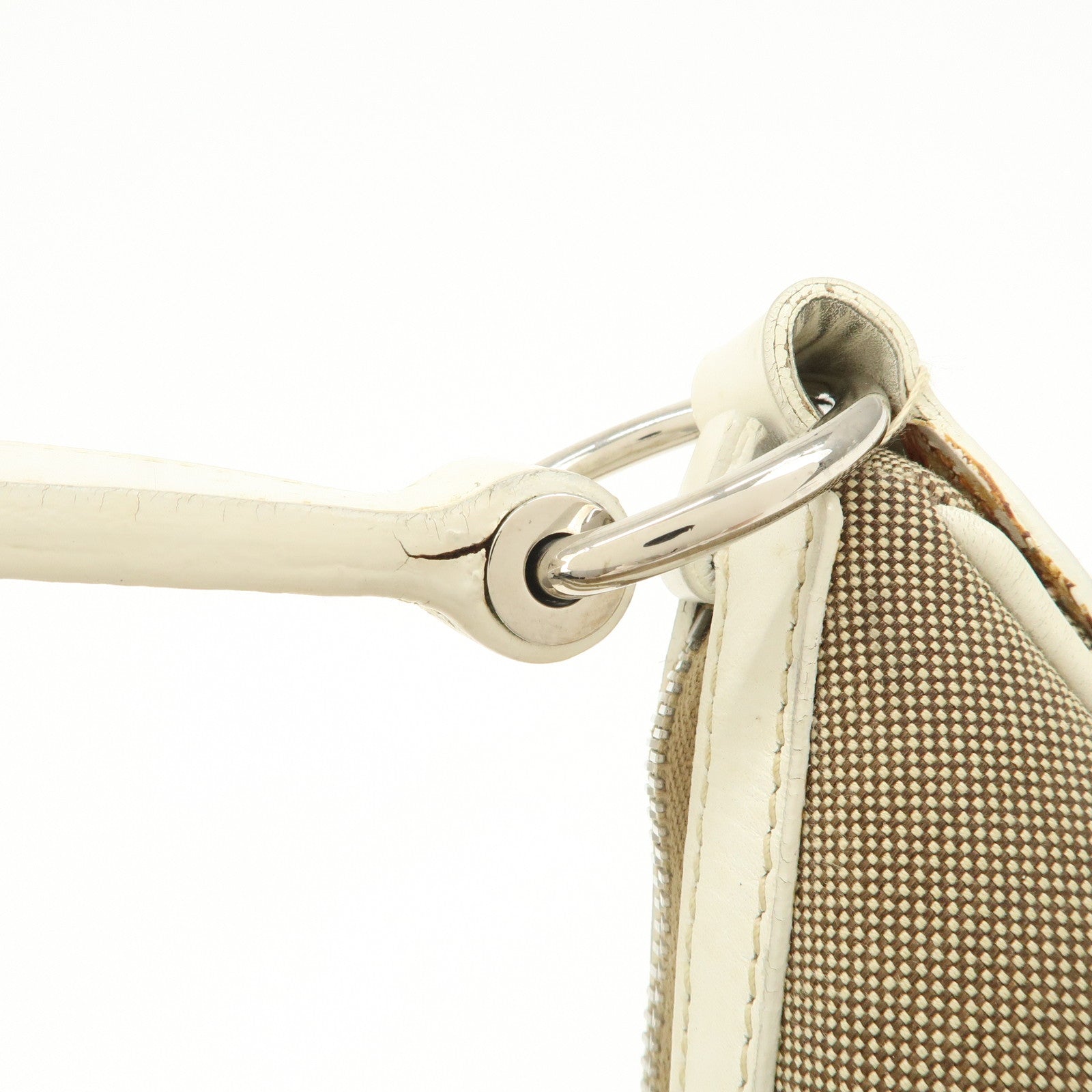 PRADA Logo Jacquard Canvas Leather Shoulder Bag Hand Bag BR3423