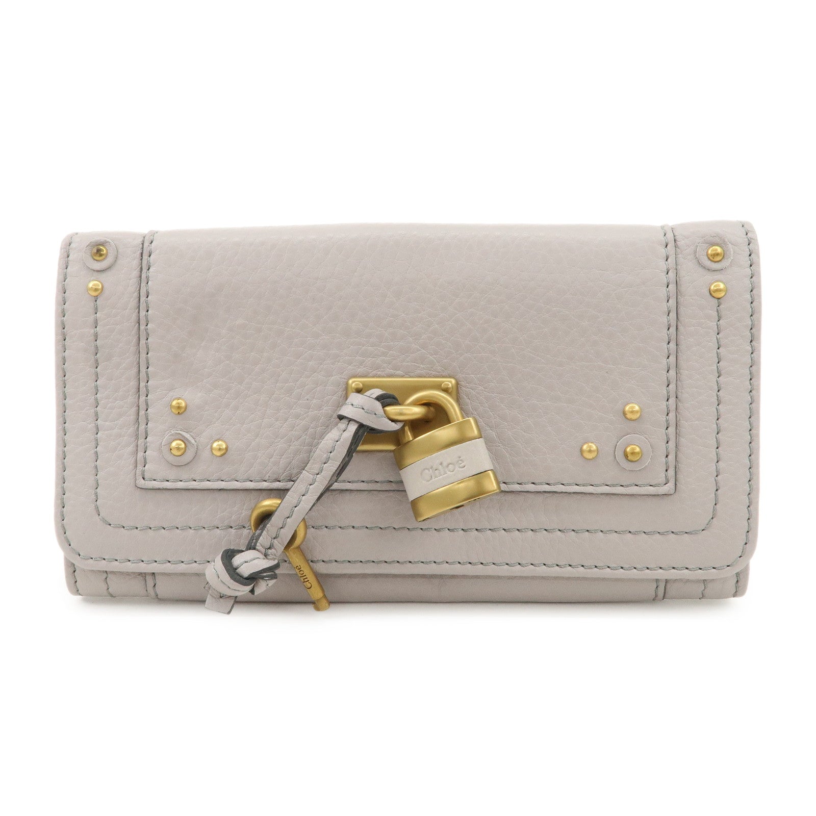 Chloe Paddington Leather Bi-fold Long Wallet Gray Used