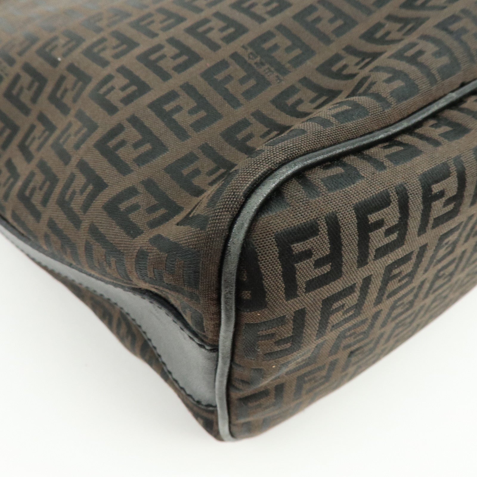 FENDI Zucca Canvas Leather Shoulder Bag Brown Black 7VA003